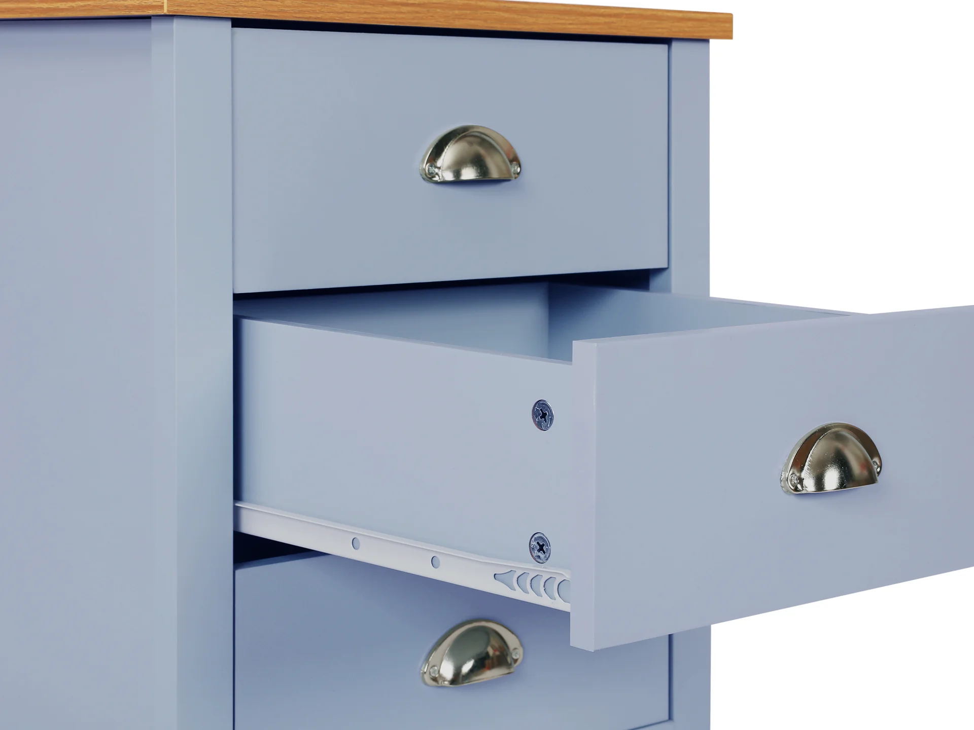 Atlas Wooden Bedside Table - Blue Grey - Image 6