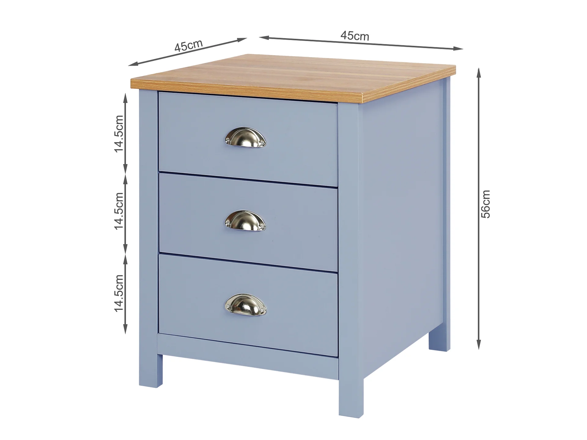 Atlas Wooden Bedside Table - Blue Grey - Image 8