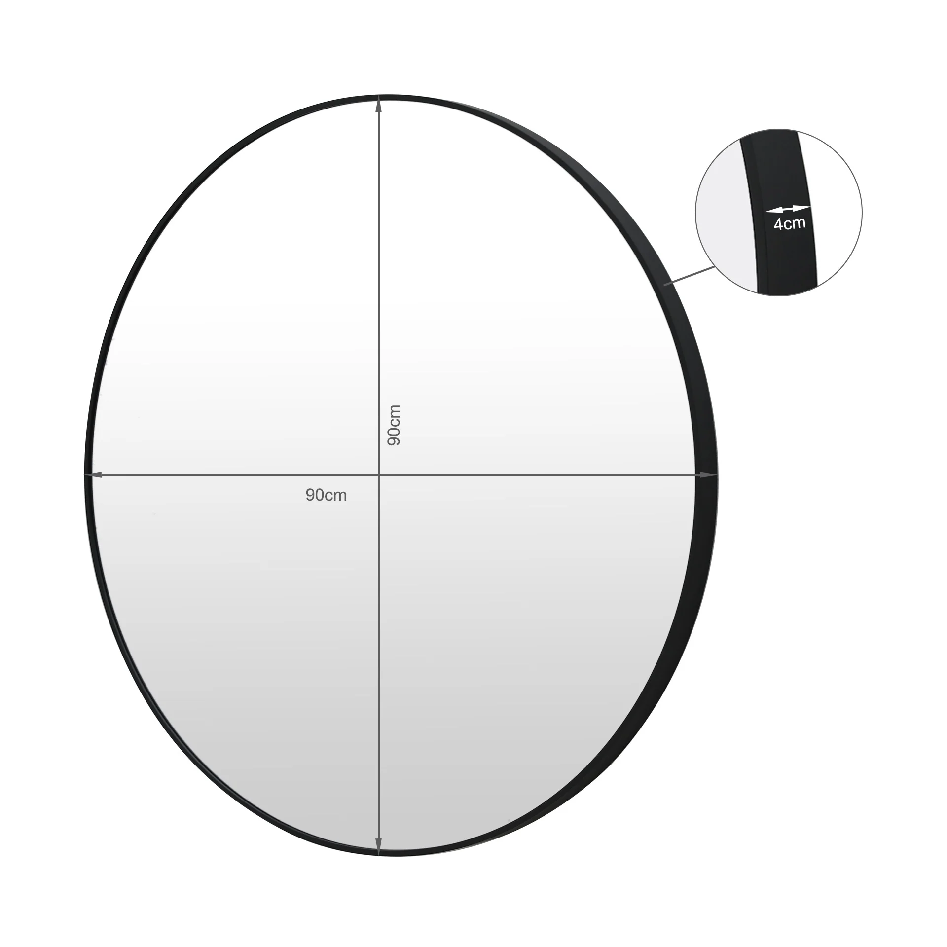 Aura Round Metal Framed Wall Mirror 90cm - Black - Image 14