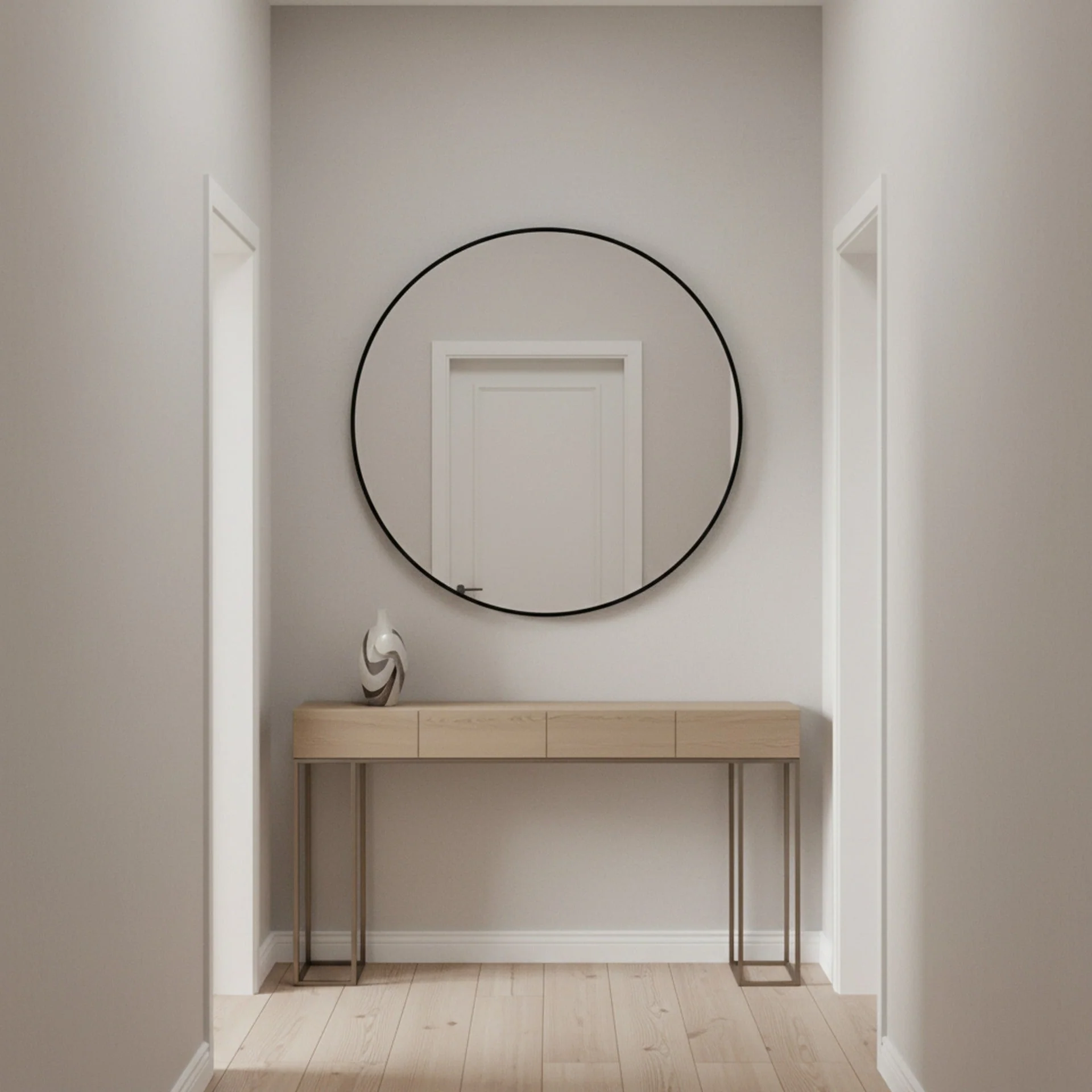 Aura Round Metal Framed Wall Mirror 90cm - Black - Image 7