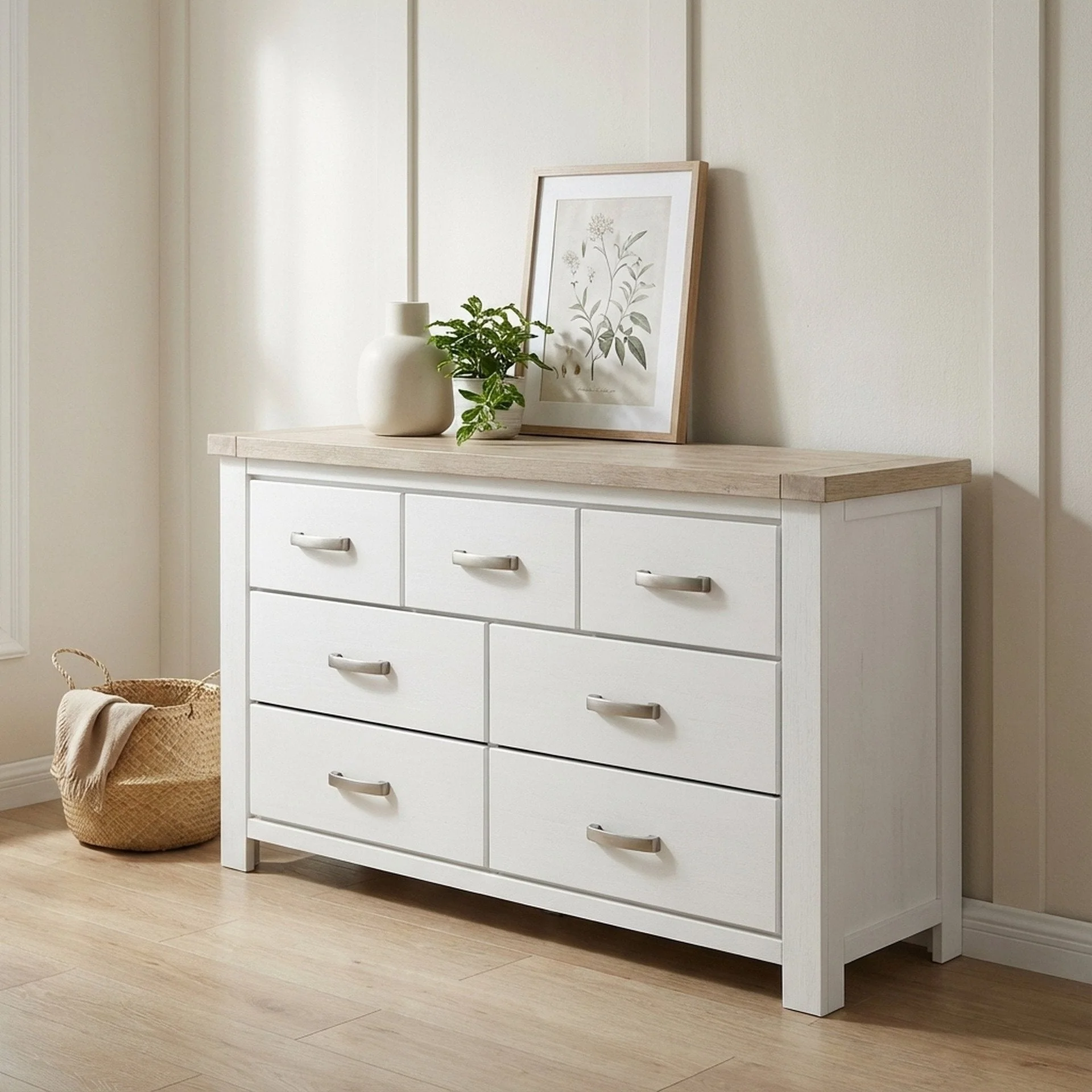 Aurora Solid Wood 7 Drawer Dresser - White - Image 2