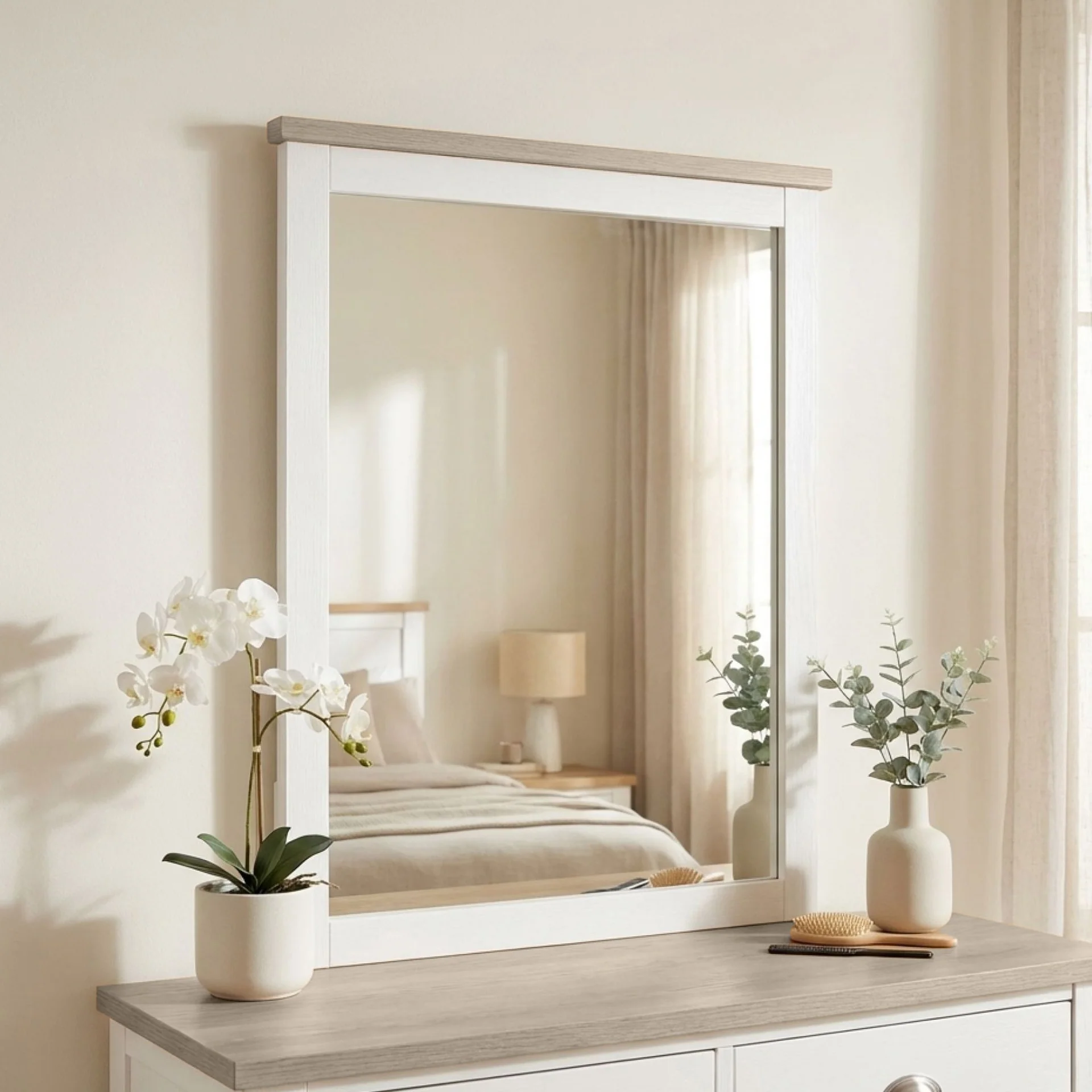 Aurora Solid Wood Mirror - White - Image 4