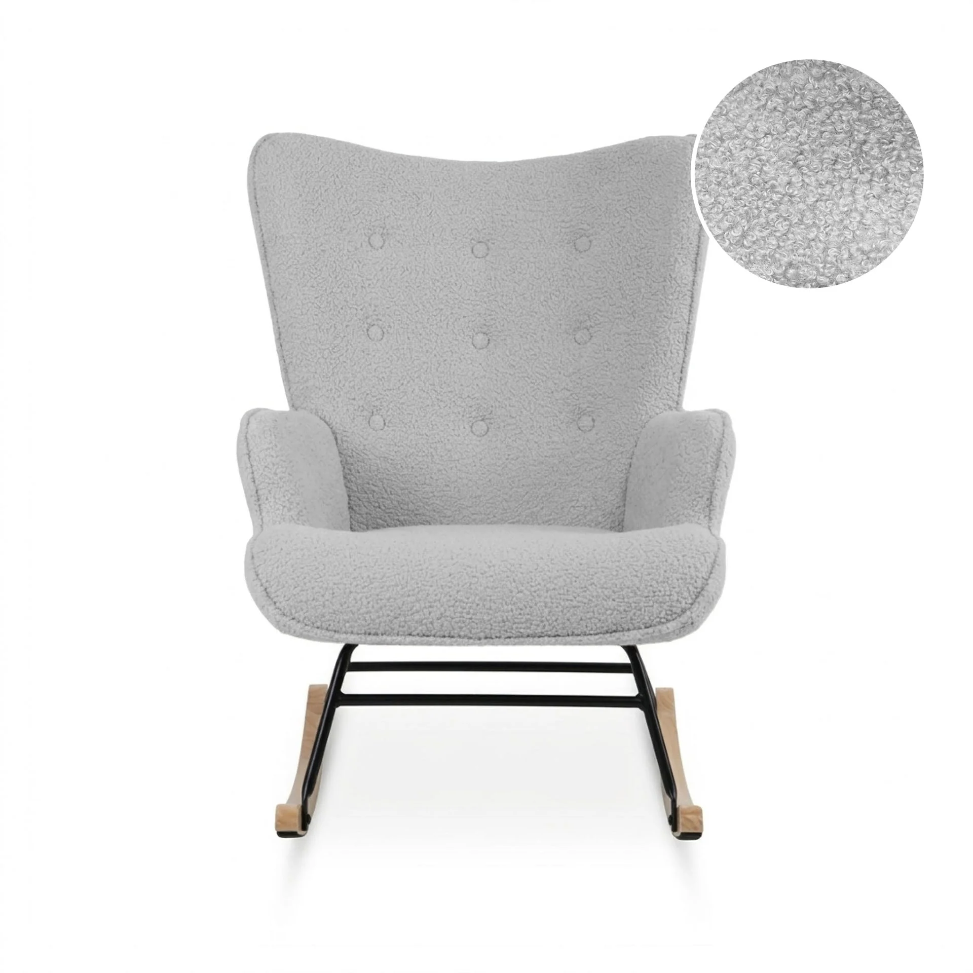 Ava Boucle Rocking Armchair - Light Grey - Image 8