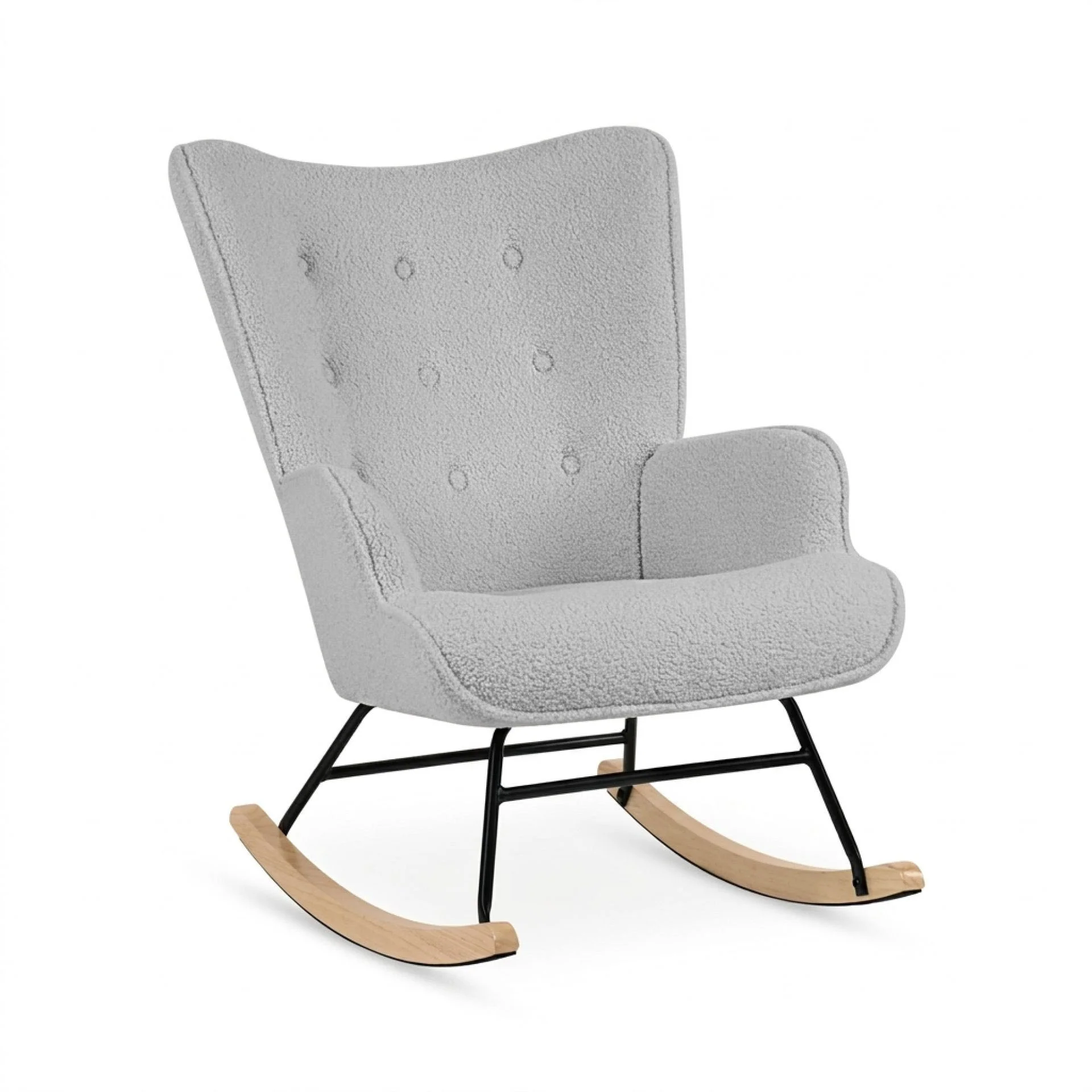 Ava Boucle Rocking Armchair - Light Grey - Image 9
