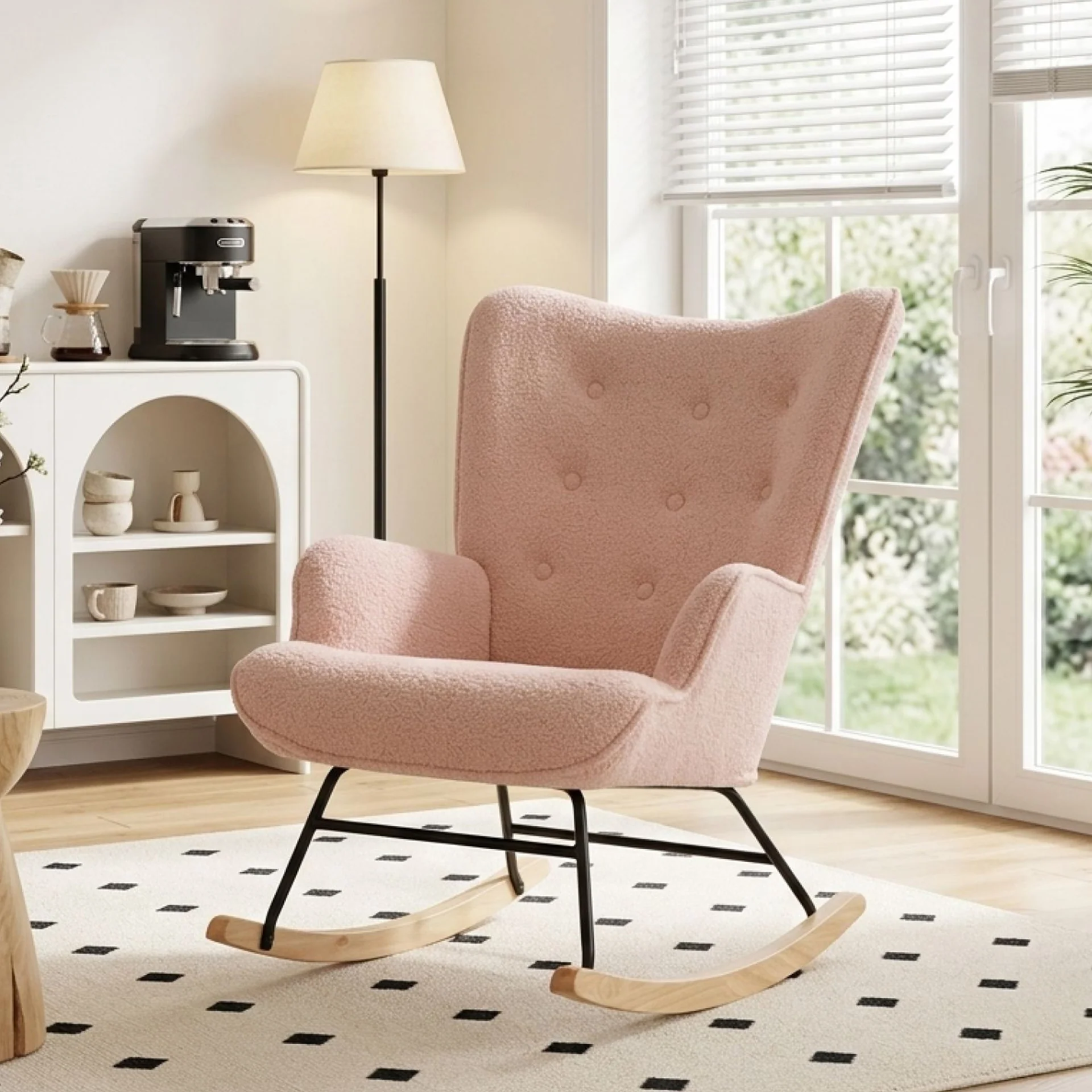 Ava Boucle Rocking Armchair - Pink - Image 4