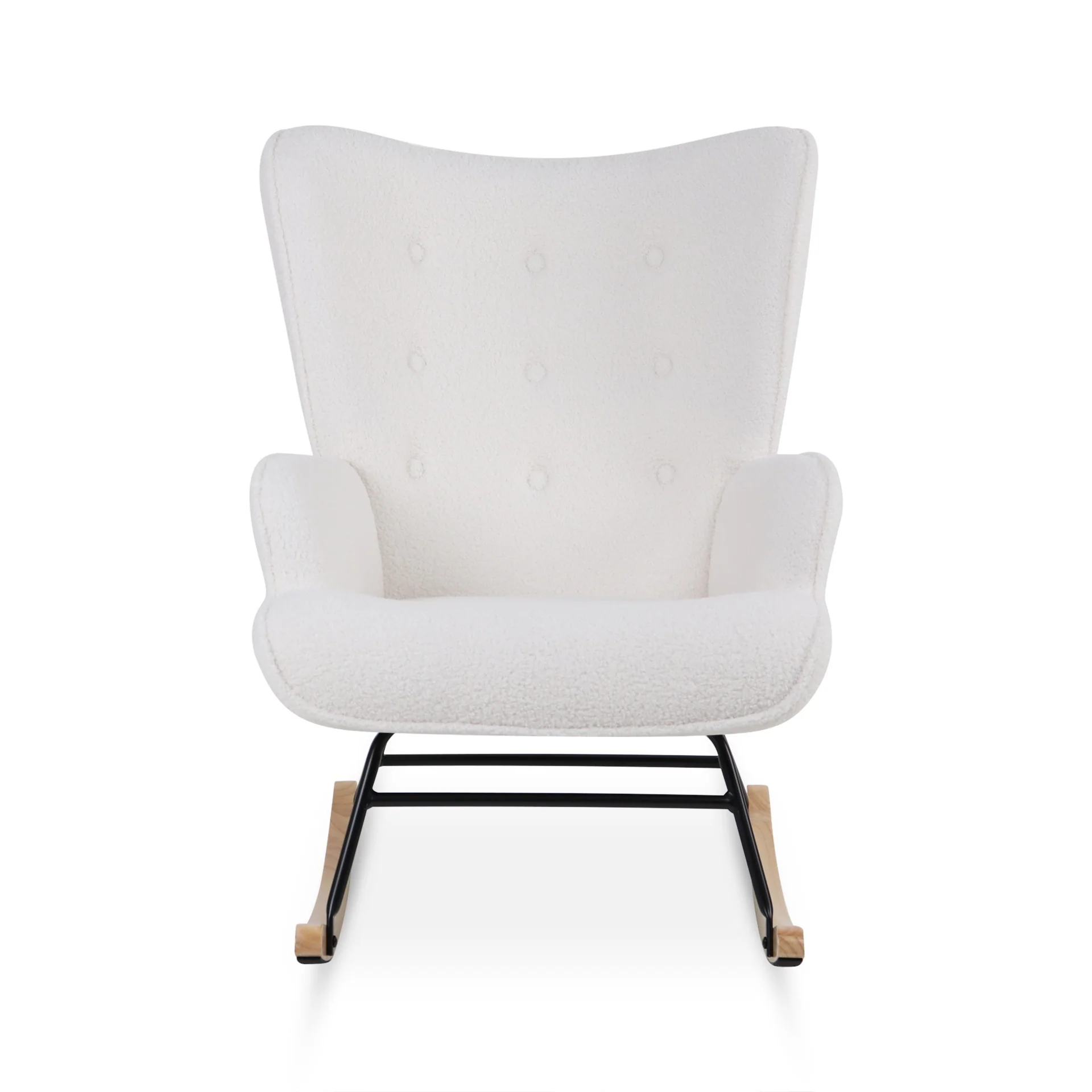Ava Boucle Rocking Armchair - White - Image 10