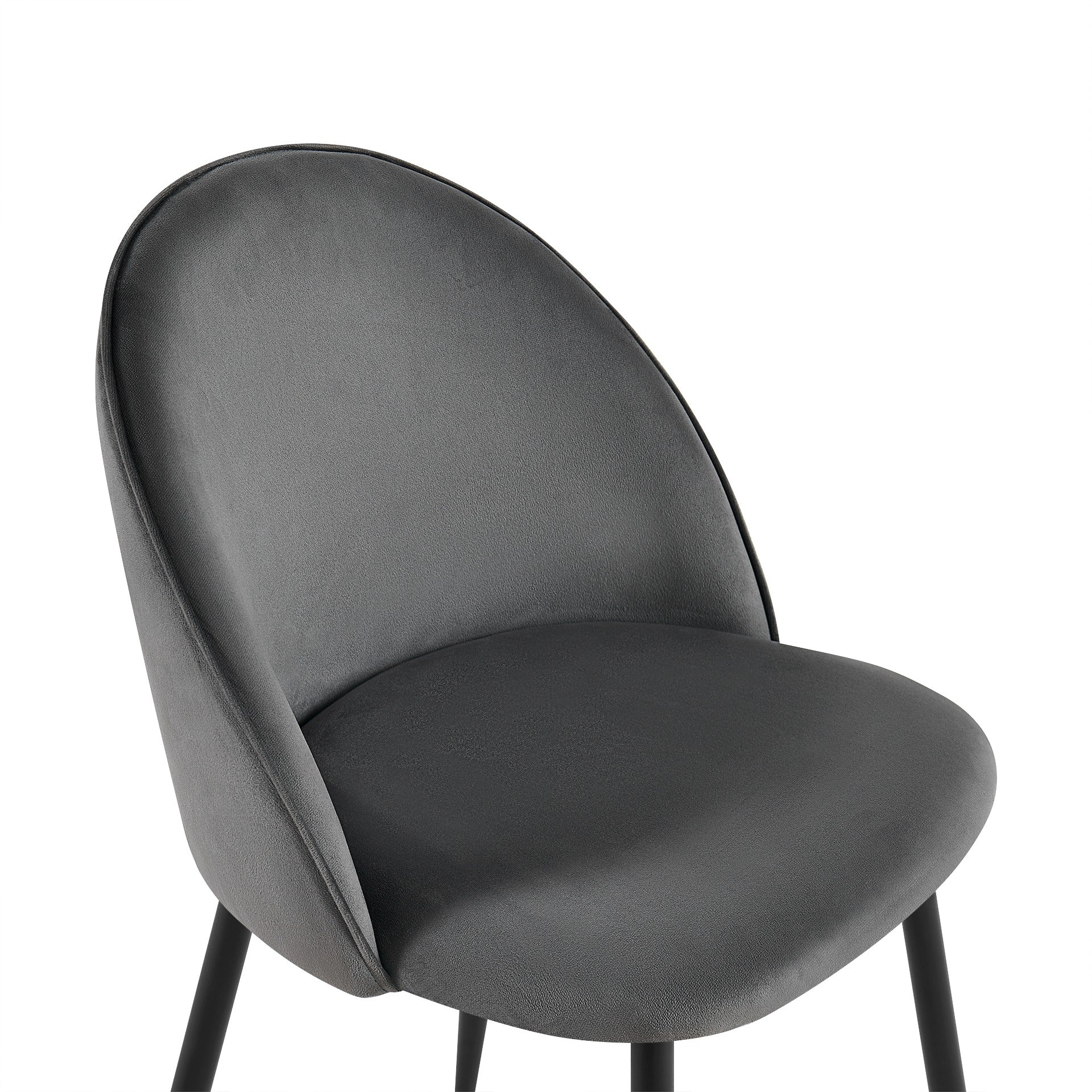 Avela Velvet Dining Chair - Set of 4 - Dark Grey - Image 8