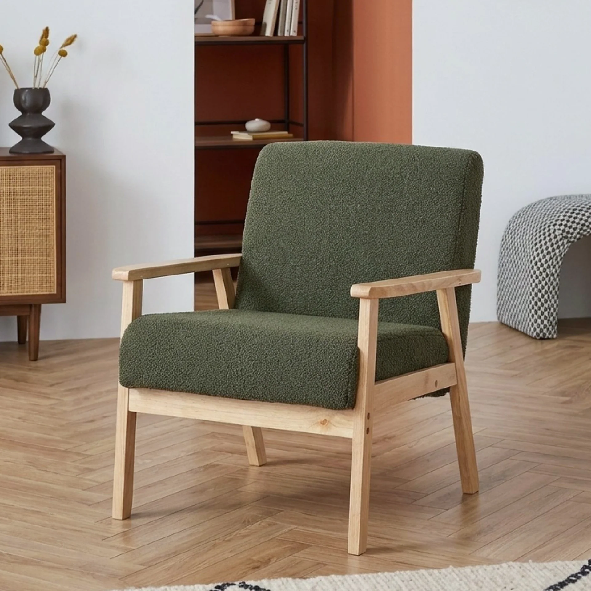 Aven Boucle Armchair - Dark Green - Image 3