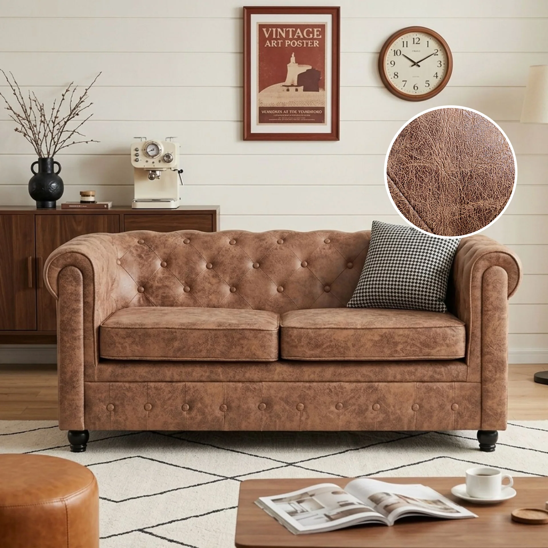 Aviana 2 Seater Sofa - Brown - Image 2