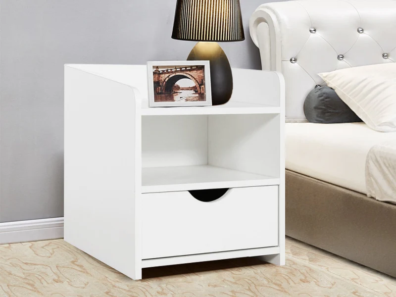 AXEL Wooden Bedside Table - WHITE
