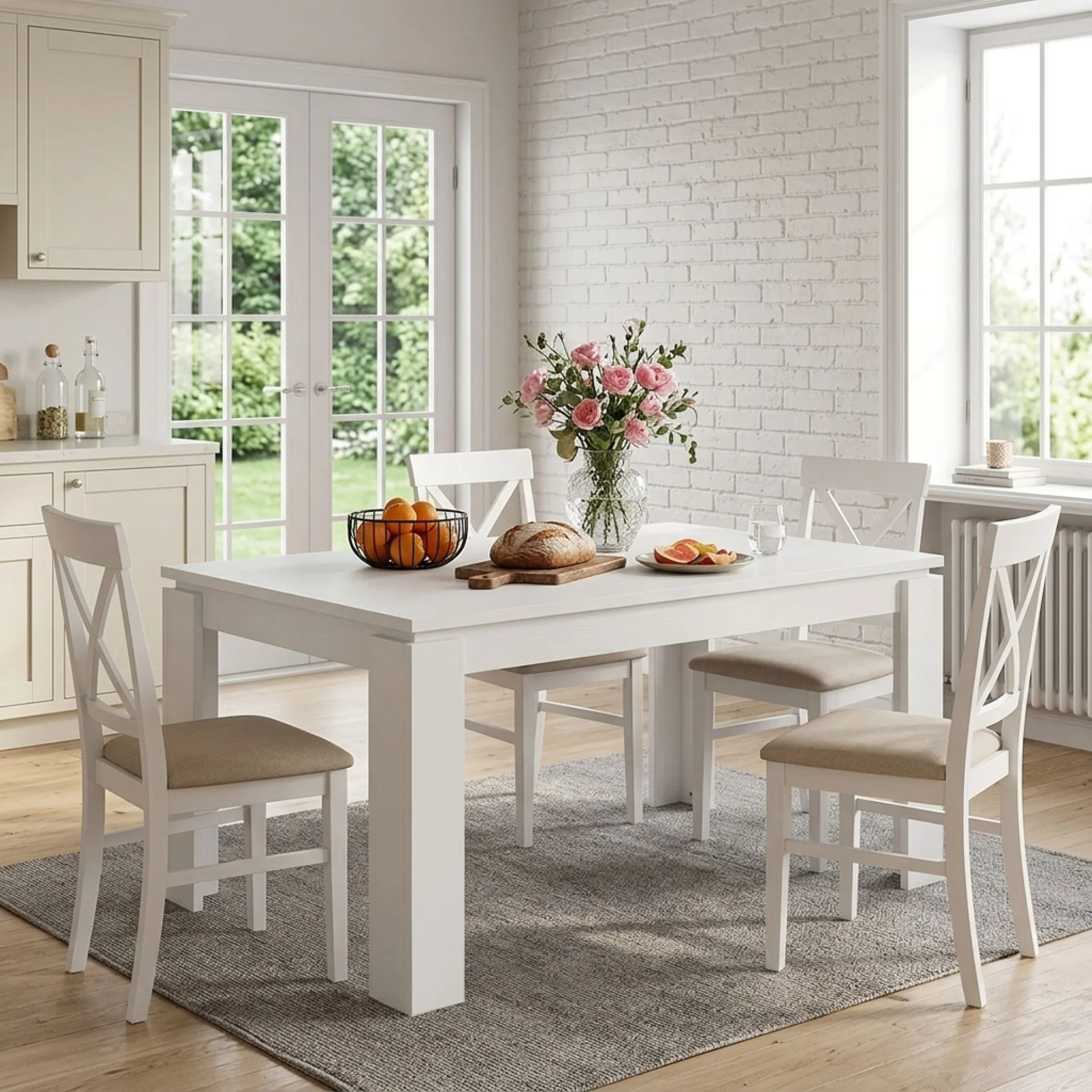 Azar Dining Table Rectangle 160 x 80cm - White