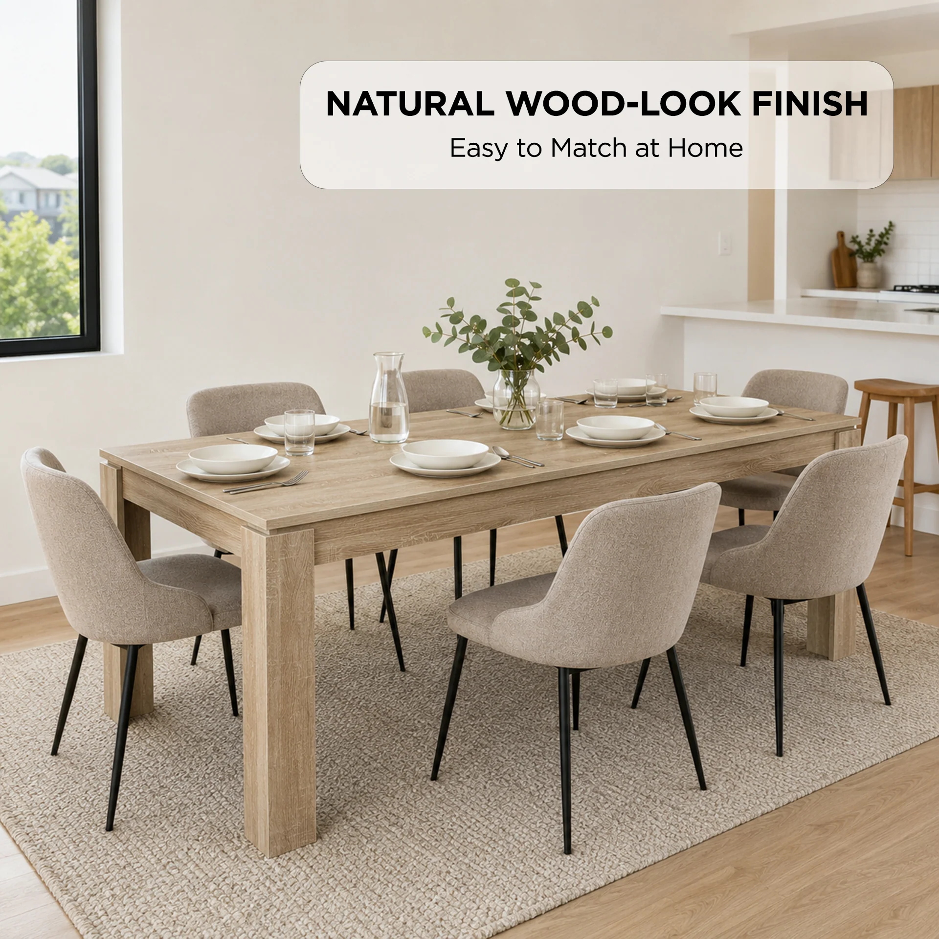 Azar Dining Table Rectangle 180 X 90cm - Natural - Image 4