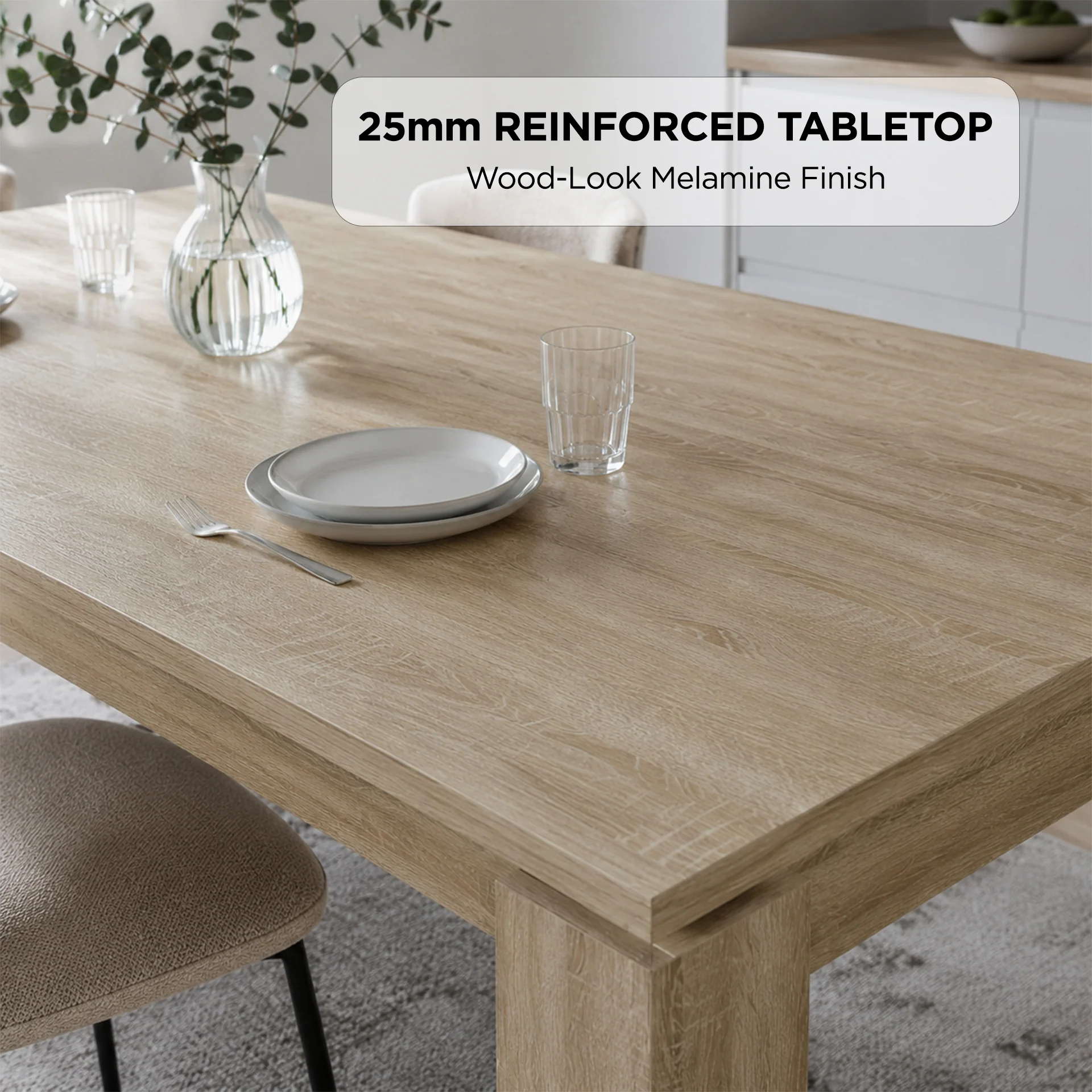 Azar Dining Table Rectangle 180 X 90cm - Natural - Image 5