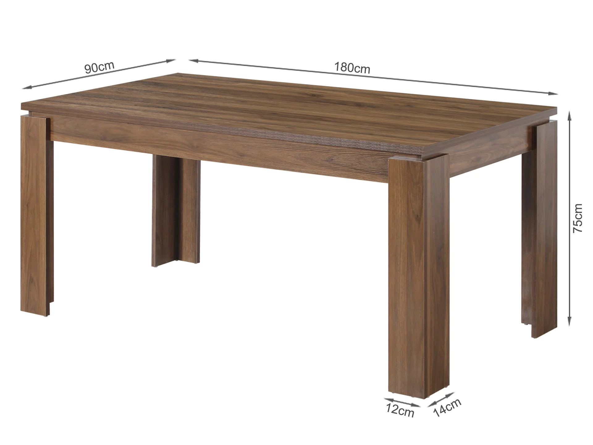 Azar Dining Table Rectangle 180 x 90cm - Walnut - Image 6