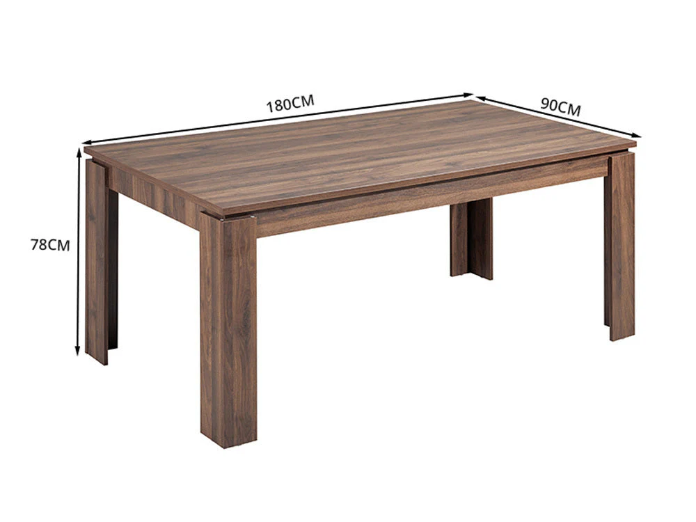 AZAR Dining Table Rectangle 180 x 90cm - WALNUT - Image 5