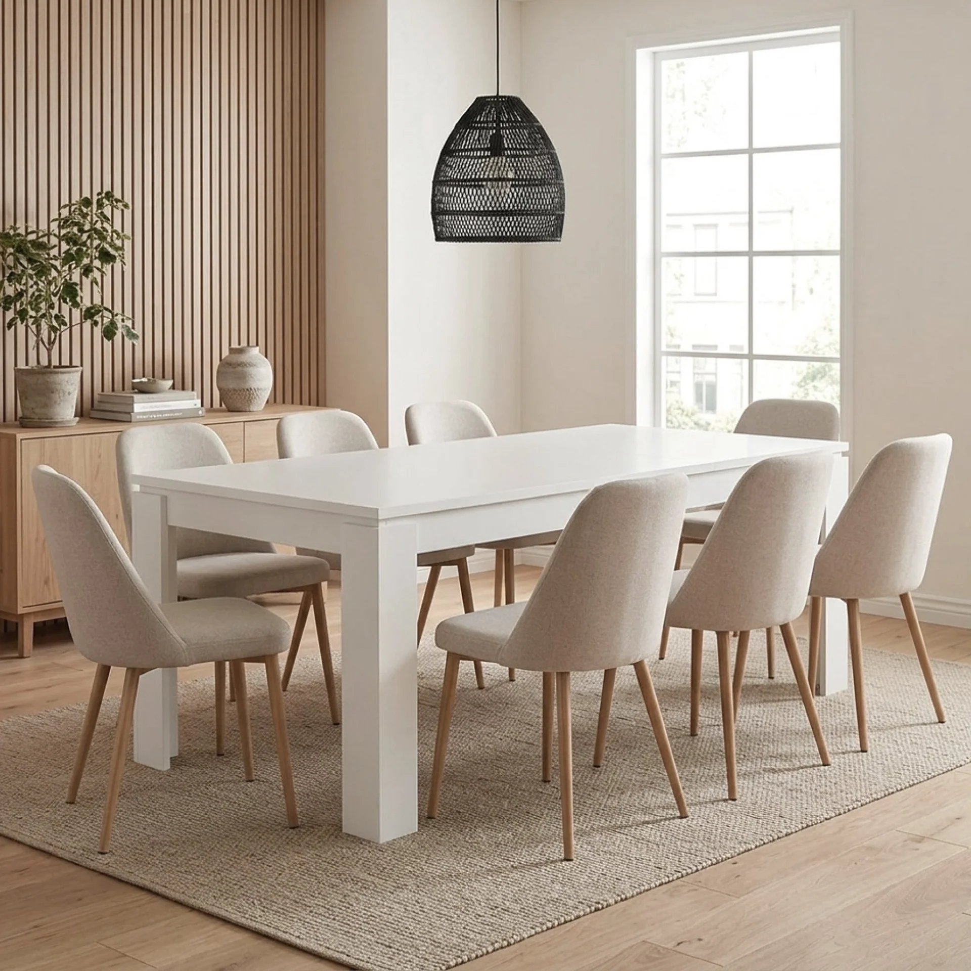 Azar Dining Table Rectangle 180 x 90cm - White - Image 11