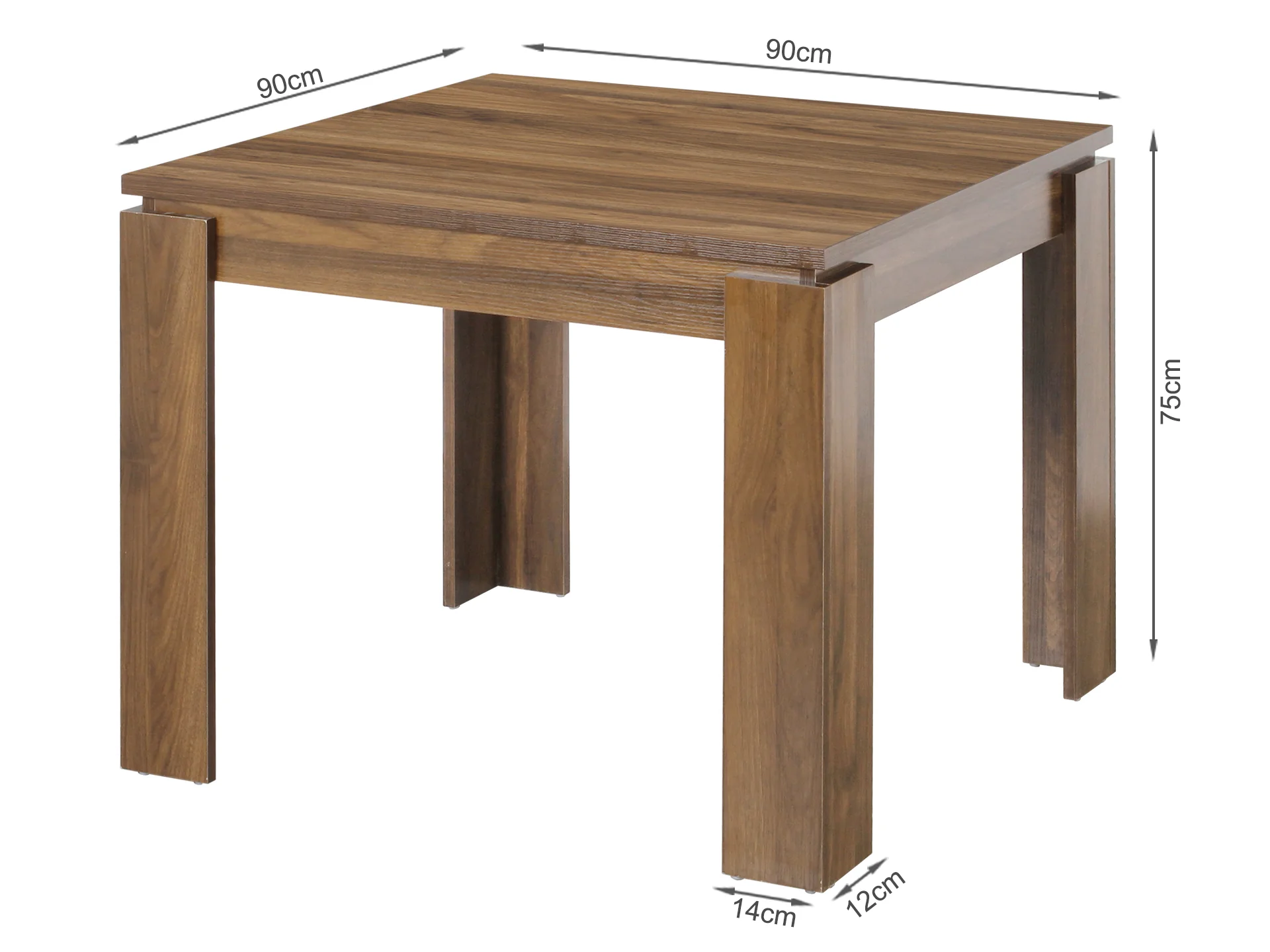 AZAR Dining Table Square 90 x 90cm - WALNUT - Image 7
