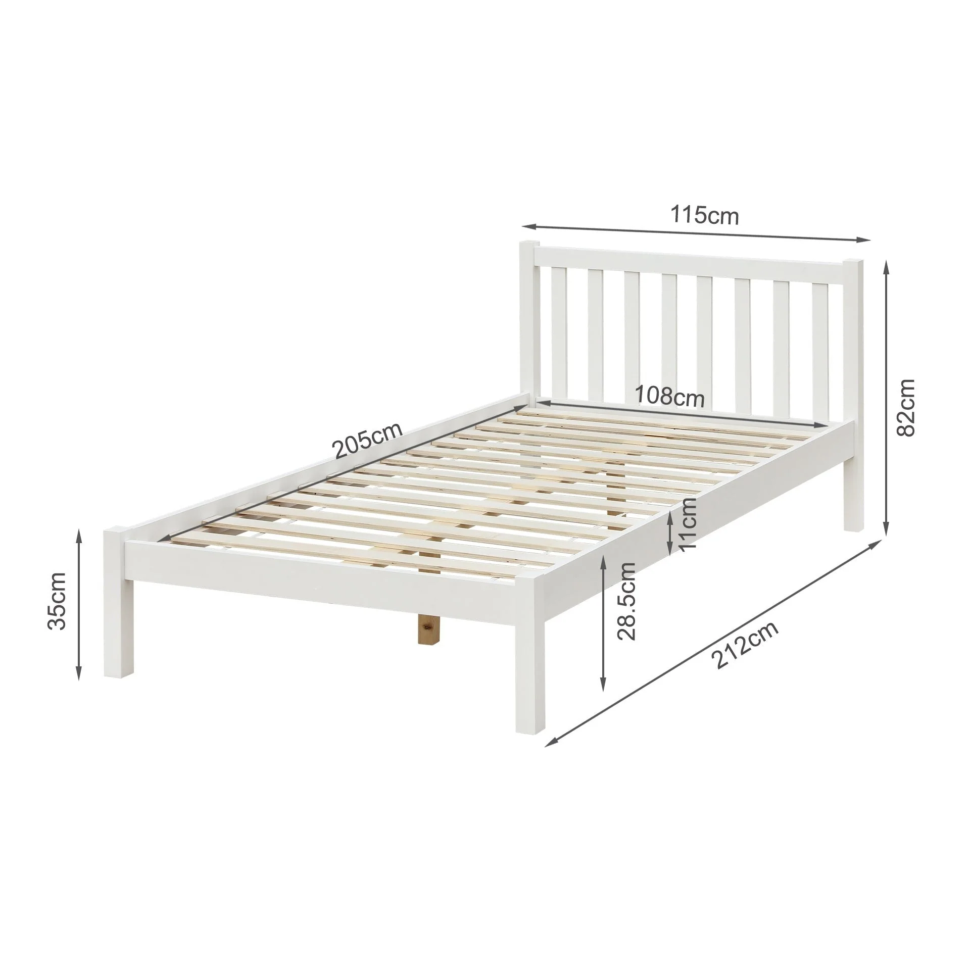 Baker King Single Wooden Bed Frame - White - Image 11