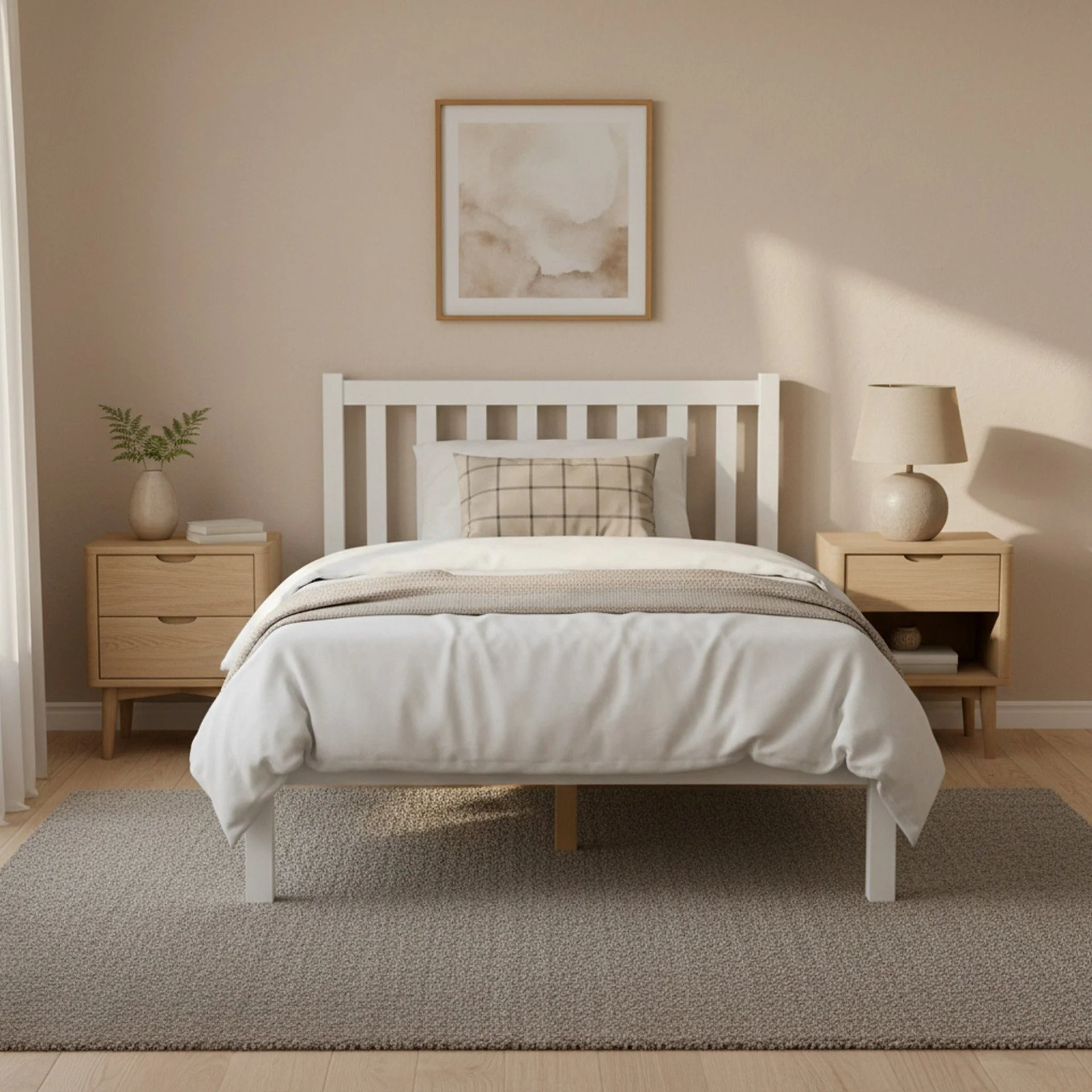 Baker King Single Wooden Bed Frame - White - Image 2