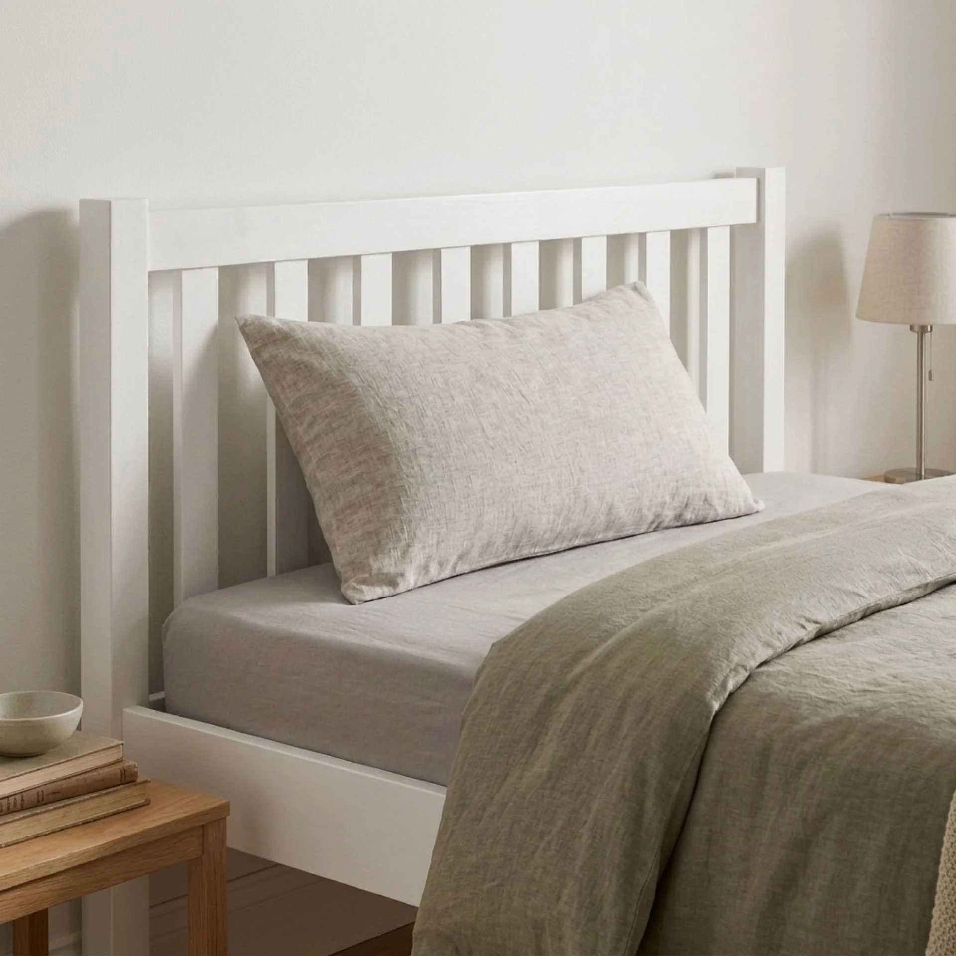 Baker King Single Wooden Bed Frame - White - Image 4