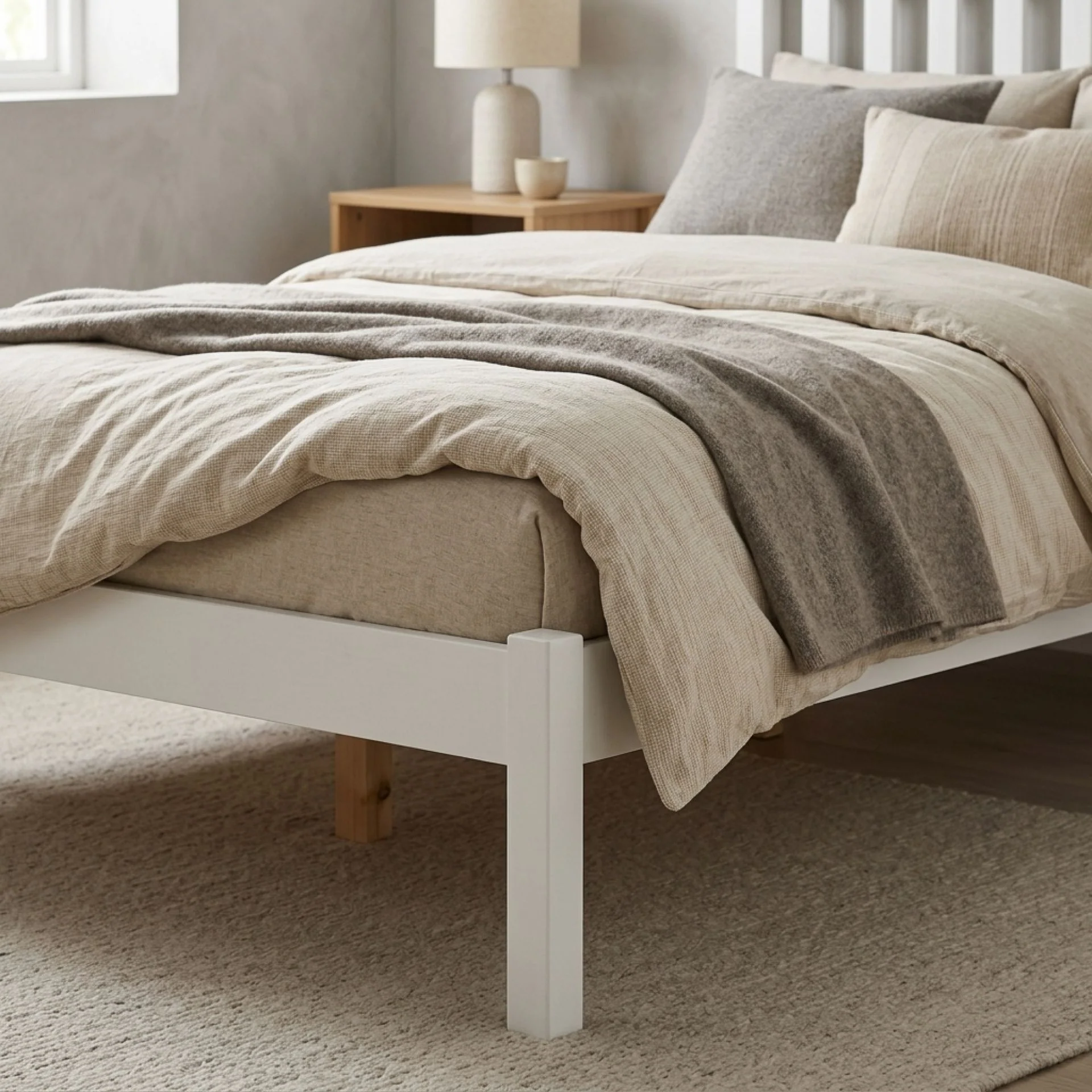 Baker King Single Wooden Bed Frame - White - Image 5