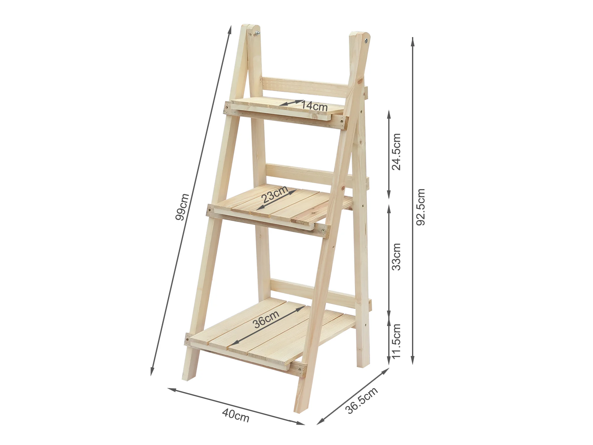 Balaton Ladder Planter Stand 40cm - Oak - Image 7
