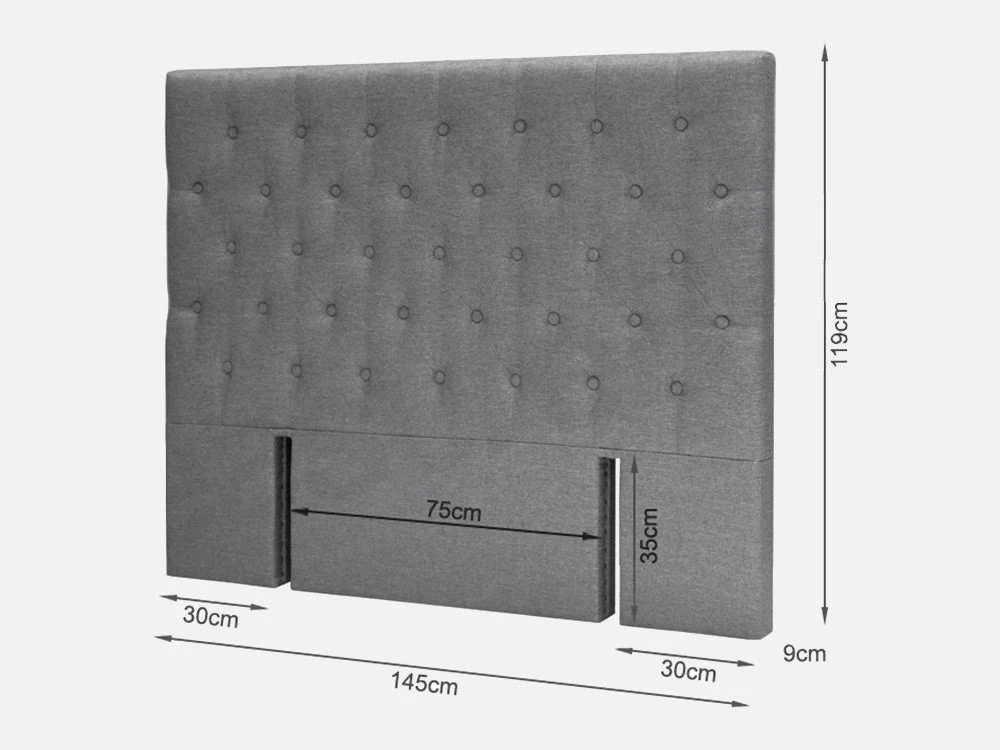 BARBARA DOUBLE Stand-alone Fabric Headboard - GREY - Image 9