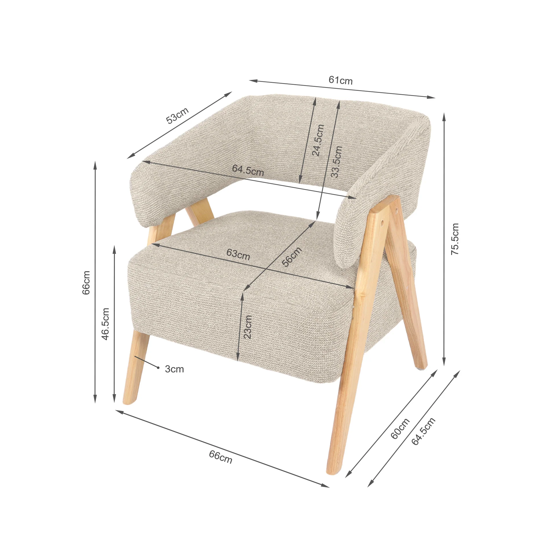 Bark Chenille Armchair - Khaki - Image 14