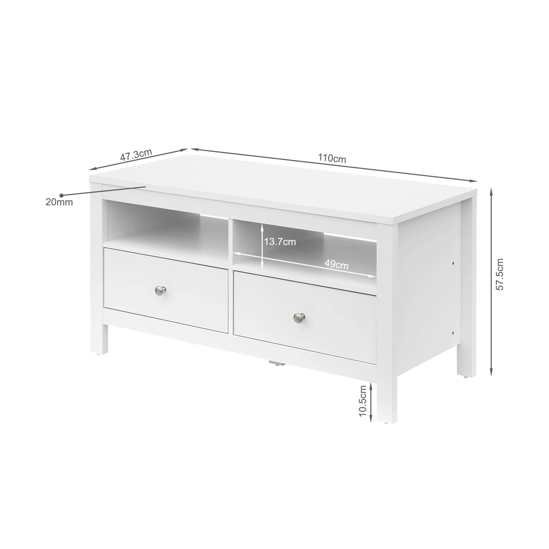 Barrett 1.1m Entertainment Unit - White - Image 9