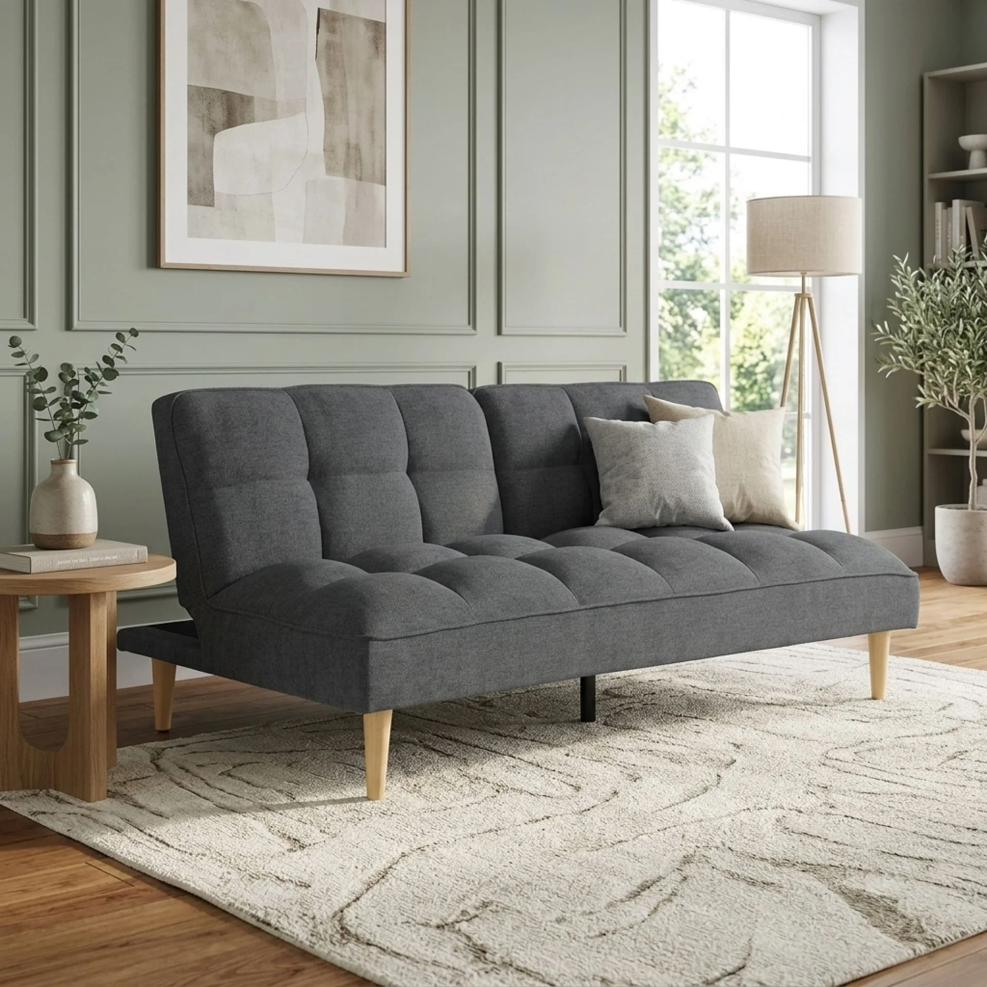 Barton 3 Seater Sofa Bed - Dark Grey - Image 4