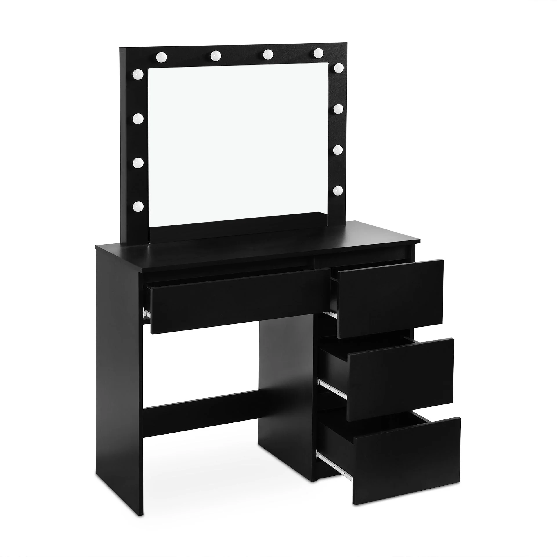 Begonia 2 Piece Dressing Table with Mirror & Stool Set - Black - Image 9