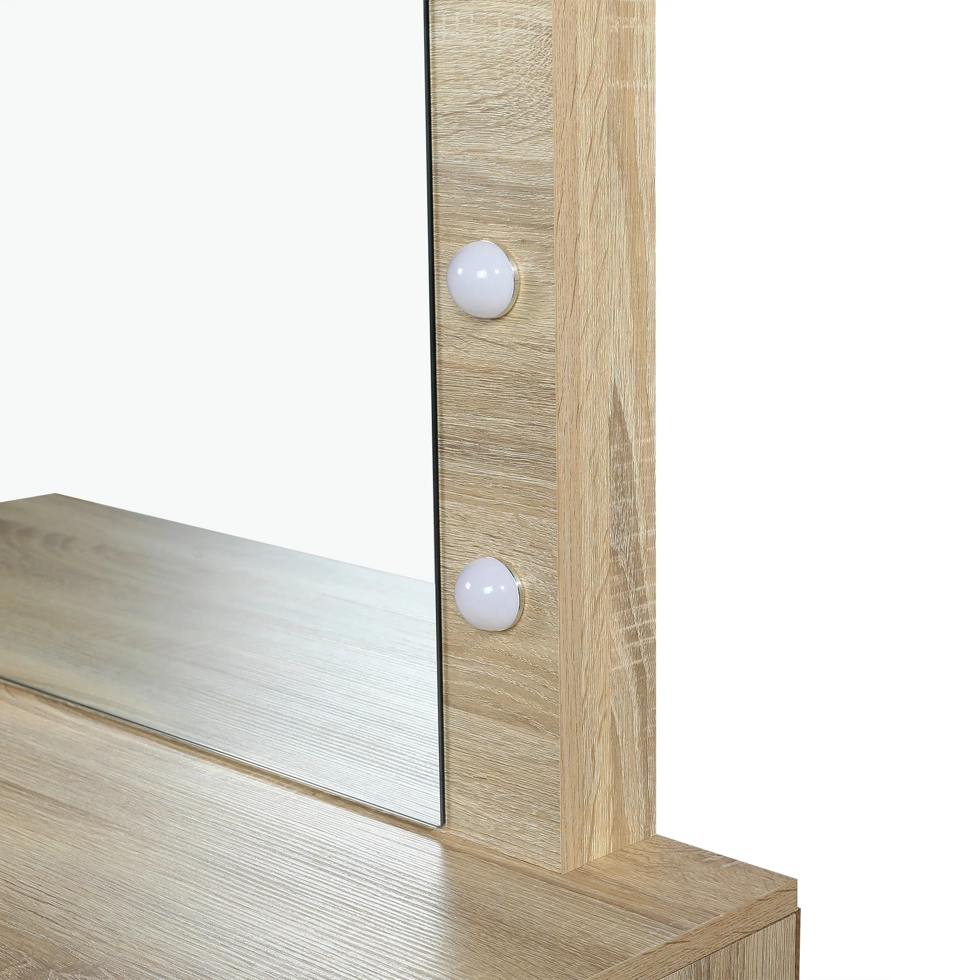 Begonia 2 Piece Dressing Table with Mirror & Stool Set - Oak - Image 11