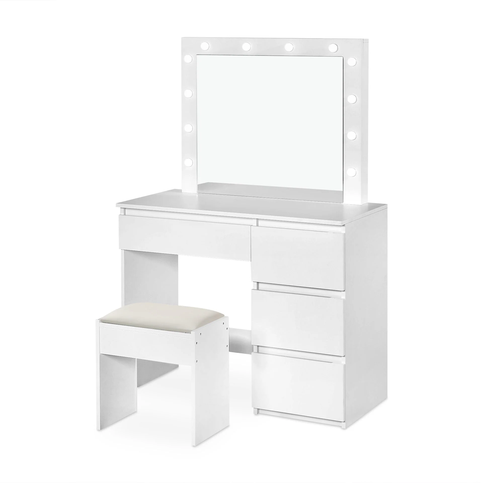 Begonia 2 Piece Dressing Table with Mirror & Stool Set - White - Image 11