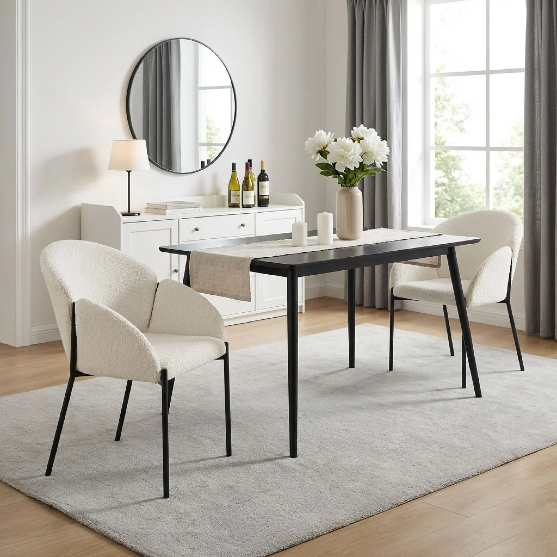 Bellamy Boucle Dining ArmChairs - Set of 2 - Milky White - Image 5