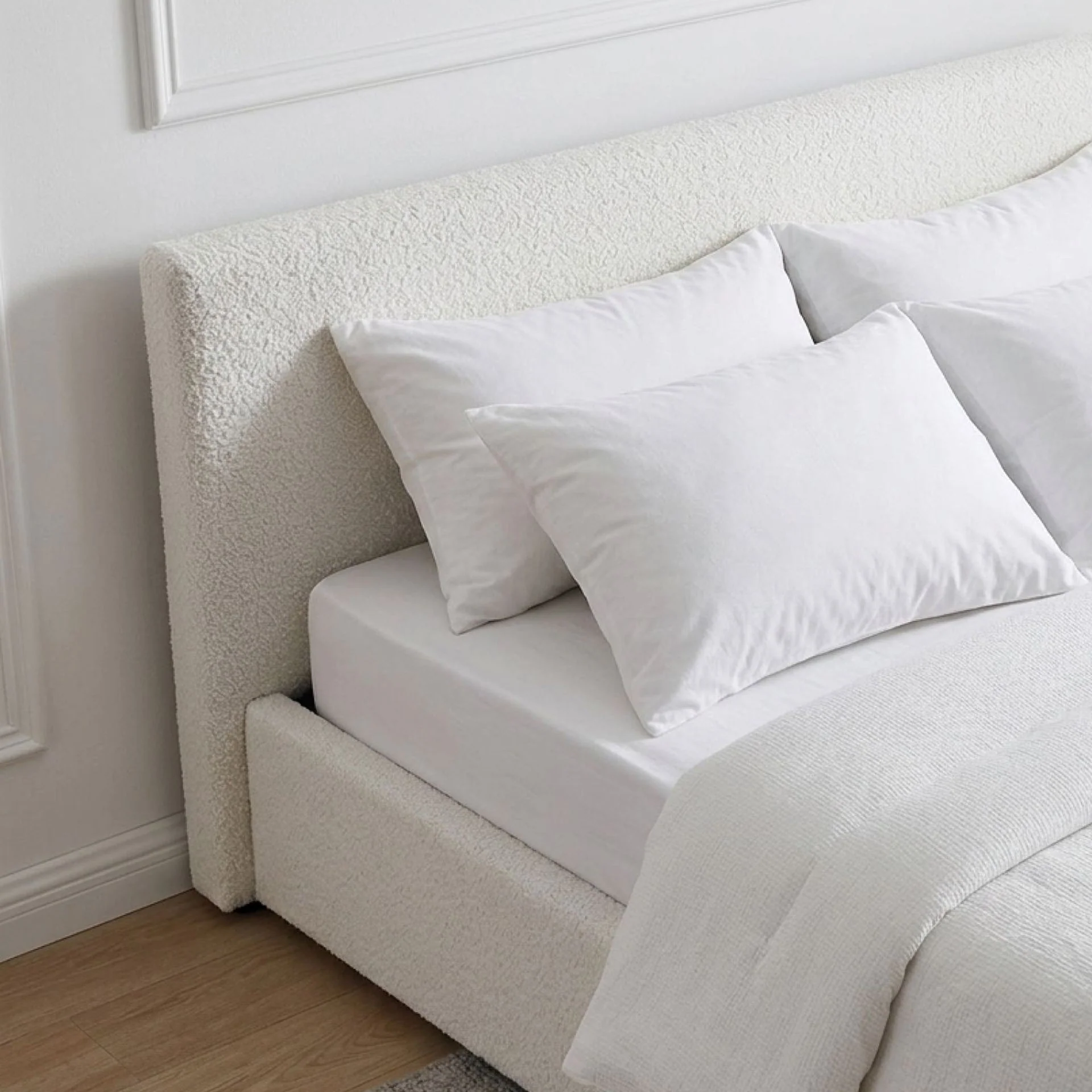 Belo Double Teddy Gas Lift Bed Frame - White - Image 5