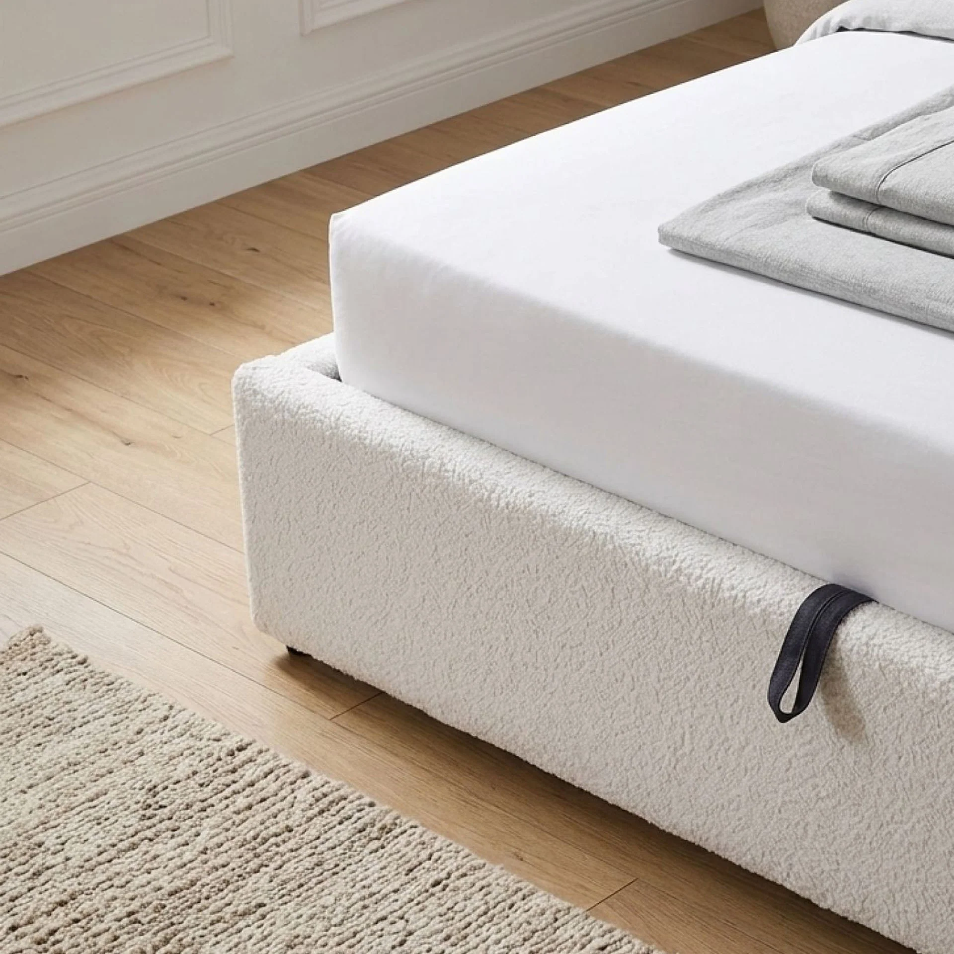 Belo Double Teddy Gas Lift Bed Frame - White - Image 6