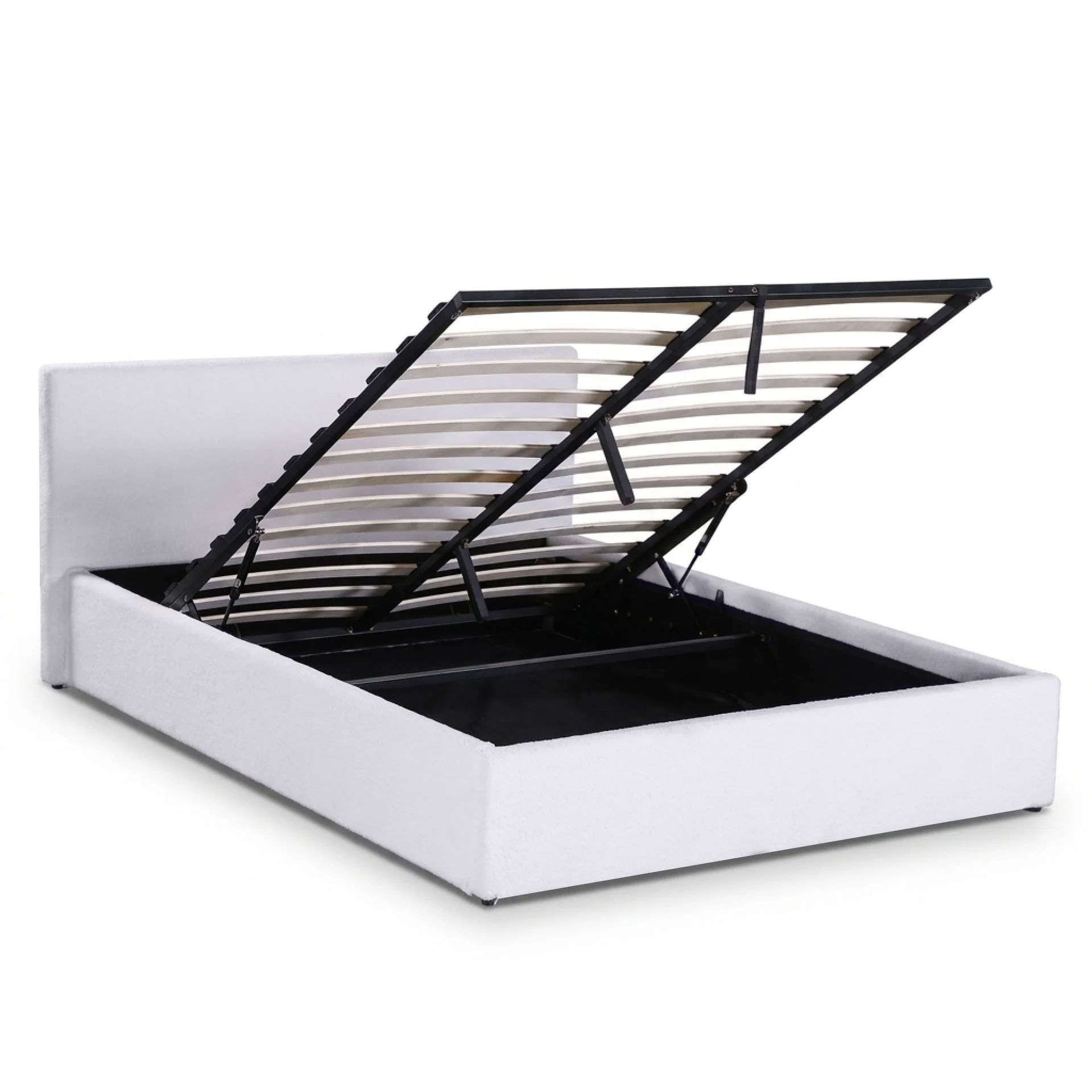 Belo Double Teddy Gas Lift Bed Frame - White - Image 8