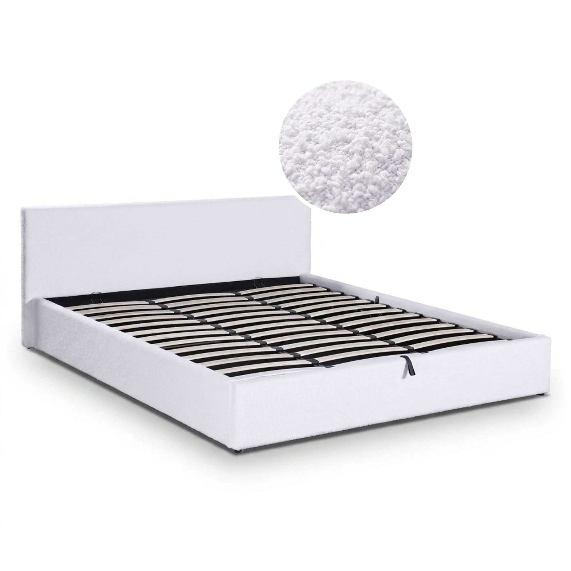 Belo Super King Teddy Gas Lift Bed Frame - White - Image 9