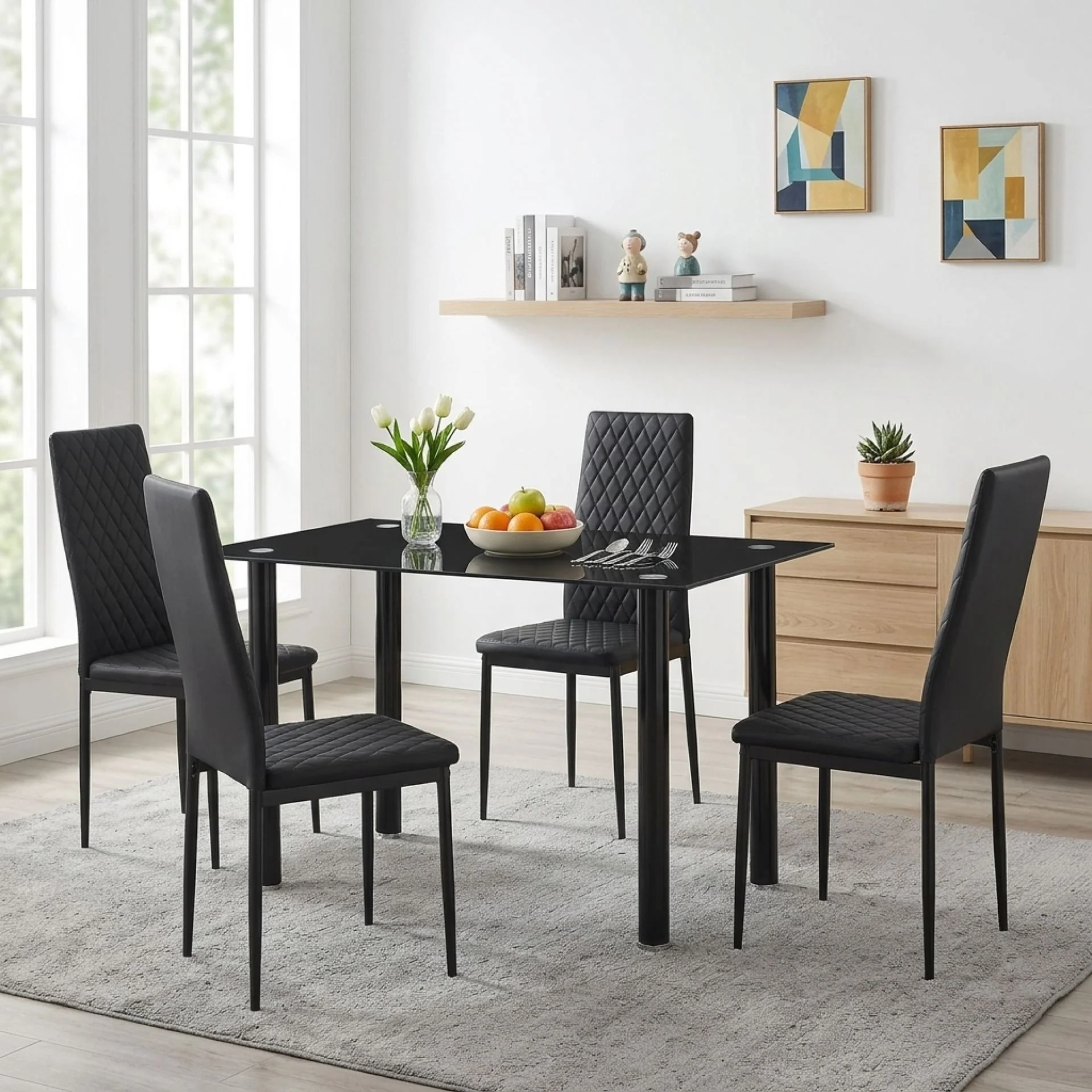 Benjamin 5 Piece 1.2m Dining Set - Black - Image 3