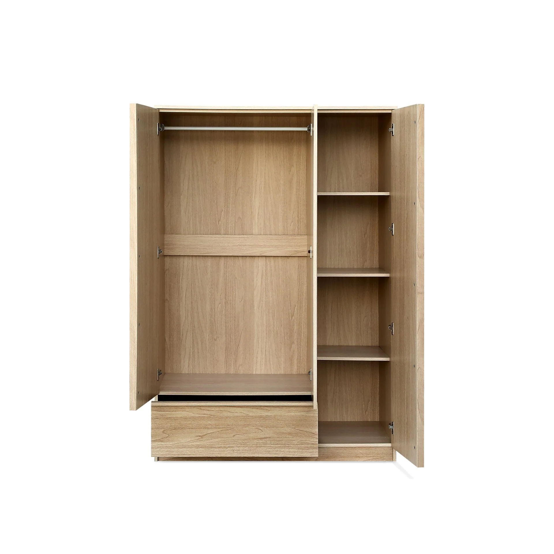 Benny 3 Door Wardrobe with Drawer - Light Teak - Image 8