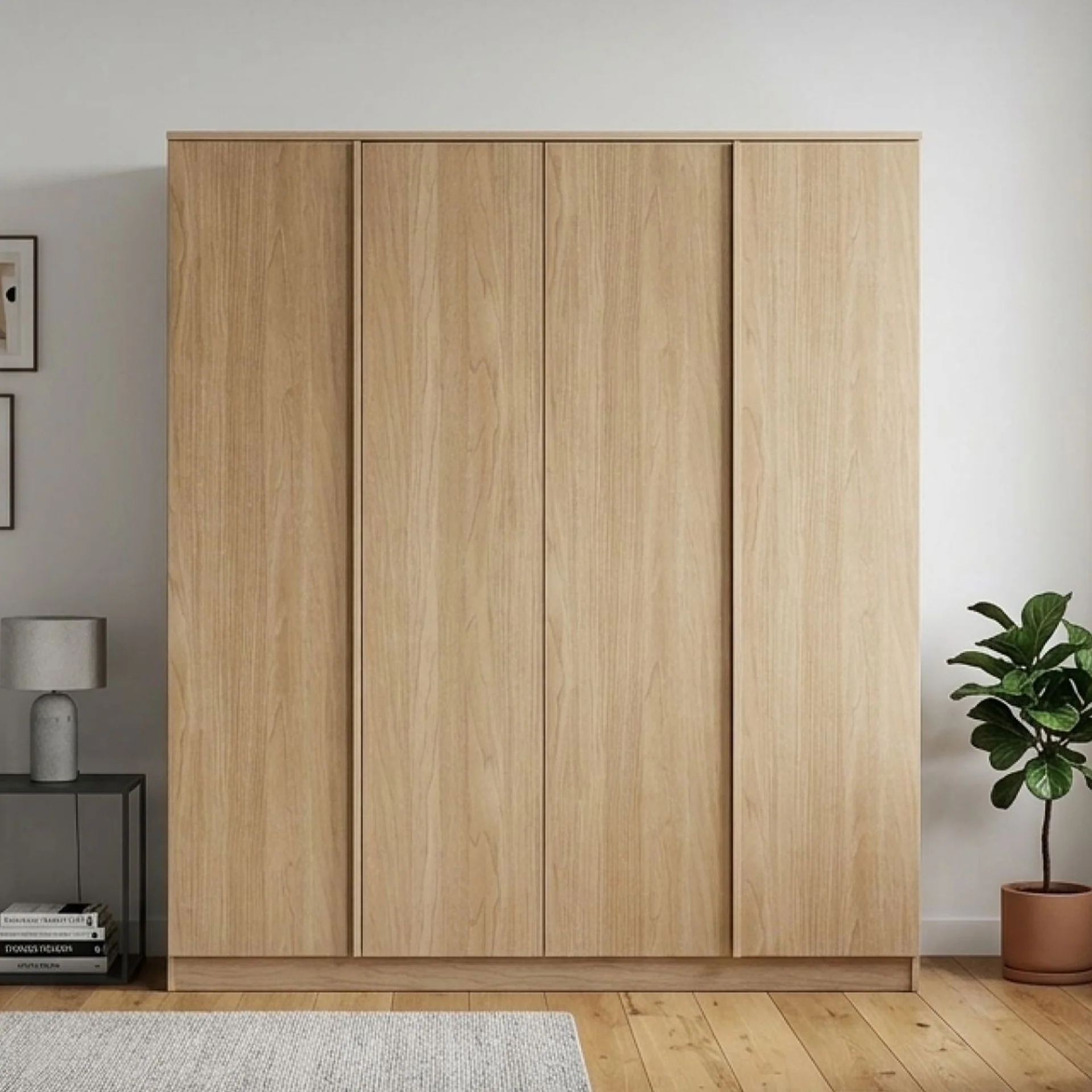Benny 4 Door Wardrobe - Light Teak