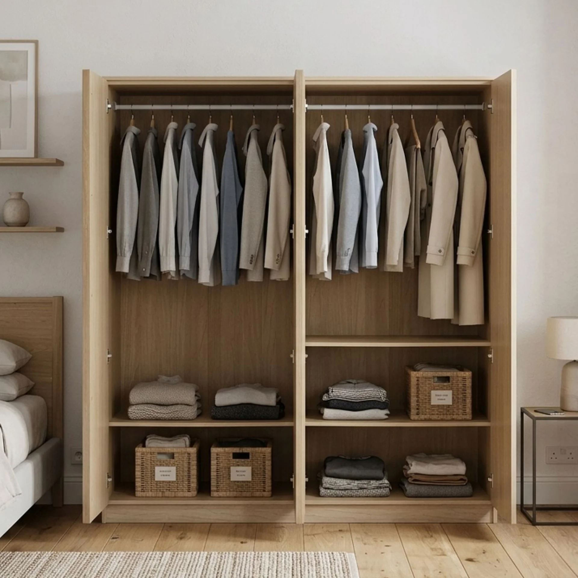 Benny 4 Door Wardrobe - Light Teak - Image 2