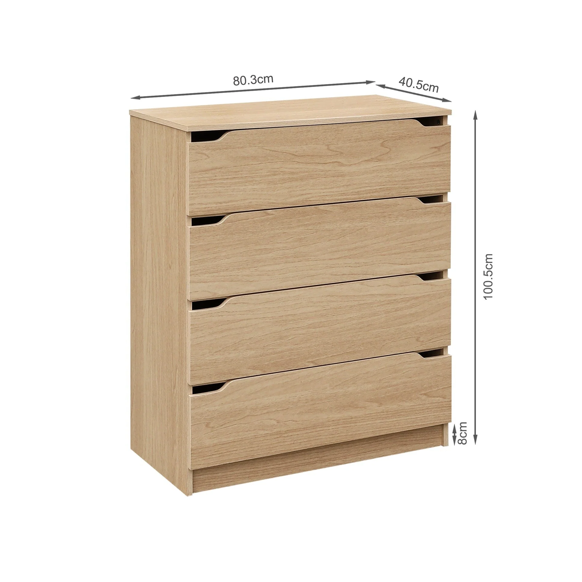 Benny 4 Drawers Tallboy - Light Teak - Image 10