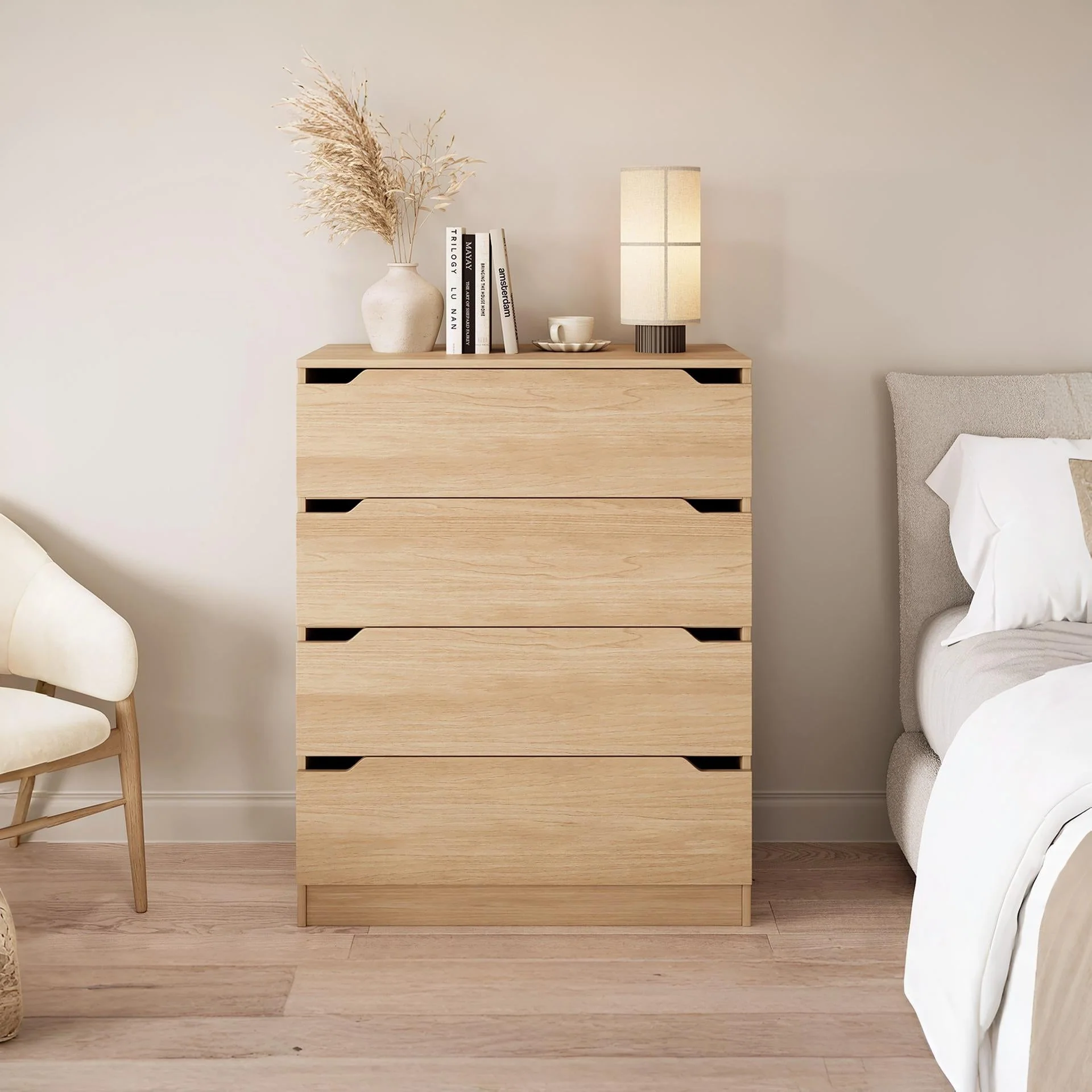 Benny 4 Drawers Tallboy - Light Teak - Image 2