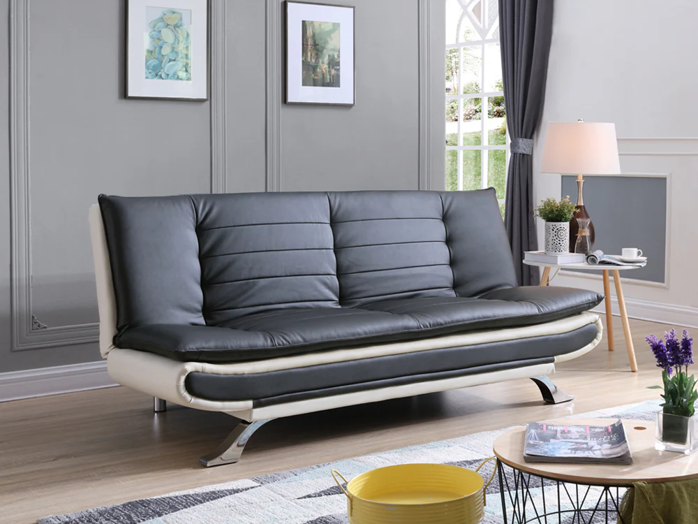 BetaLife 3-Seater PU Sofa Bed BLACK + CREAM - Image 13