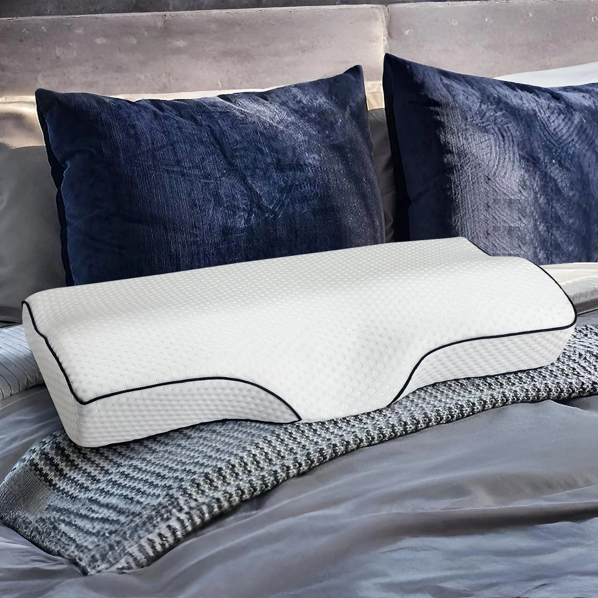 Form Fit Memory Foam Contour Neck Support Pillow  59.5cm x 33cm x 10.5/5.5cm - Image 5