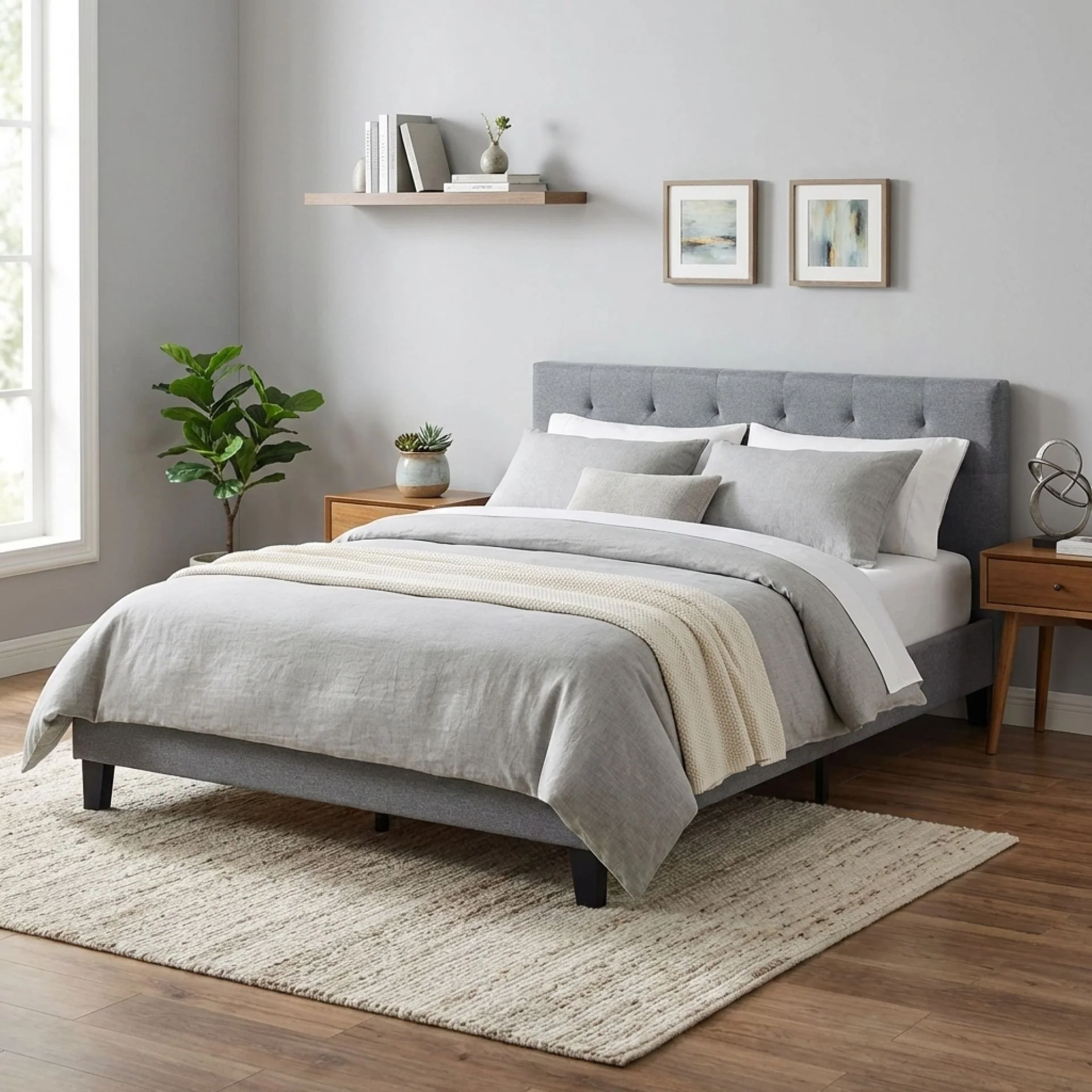 Blane Double Bed Frame - Grey - Image 4