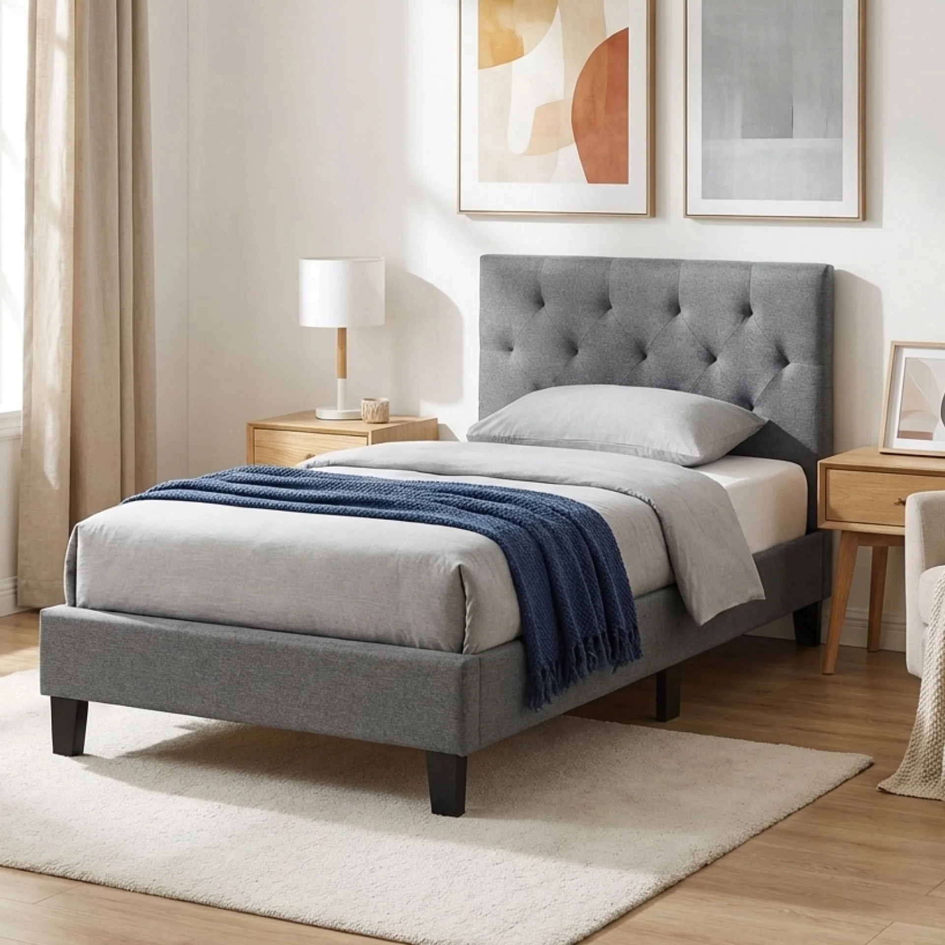 Blane Single Bed Frame - Dark Grey - Image 3