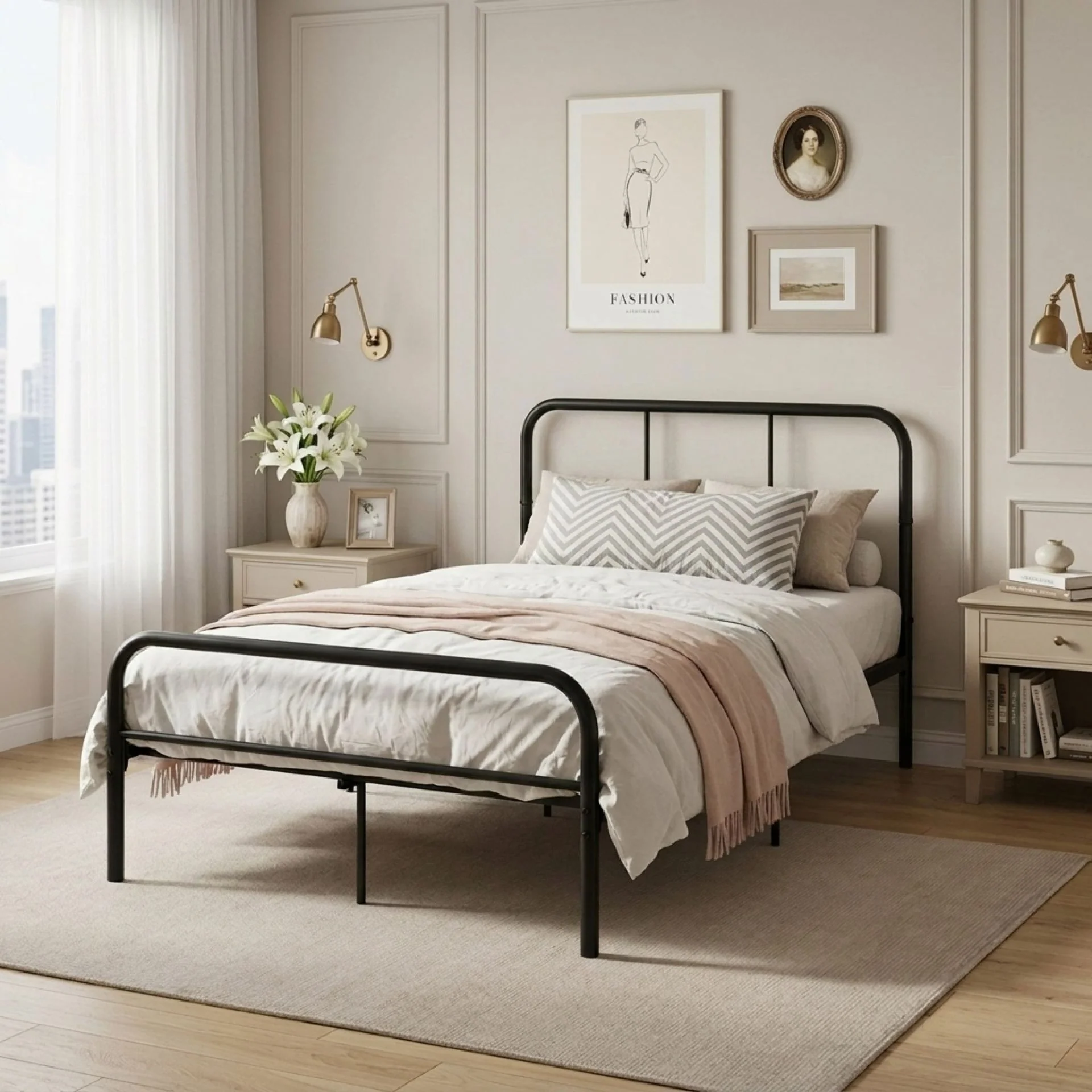 Bolt King Single Metal Bed Frame - Black
