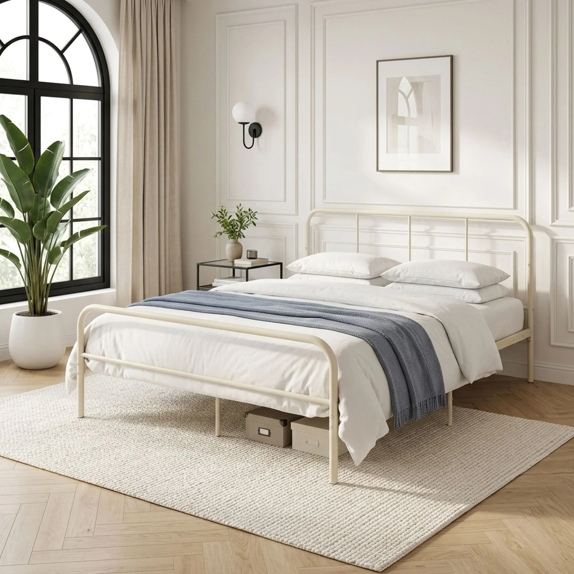 Bolt Queen Metal Bed Frame - Light Khaki - Image 4